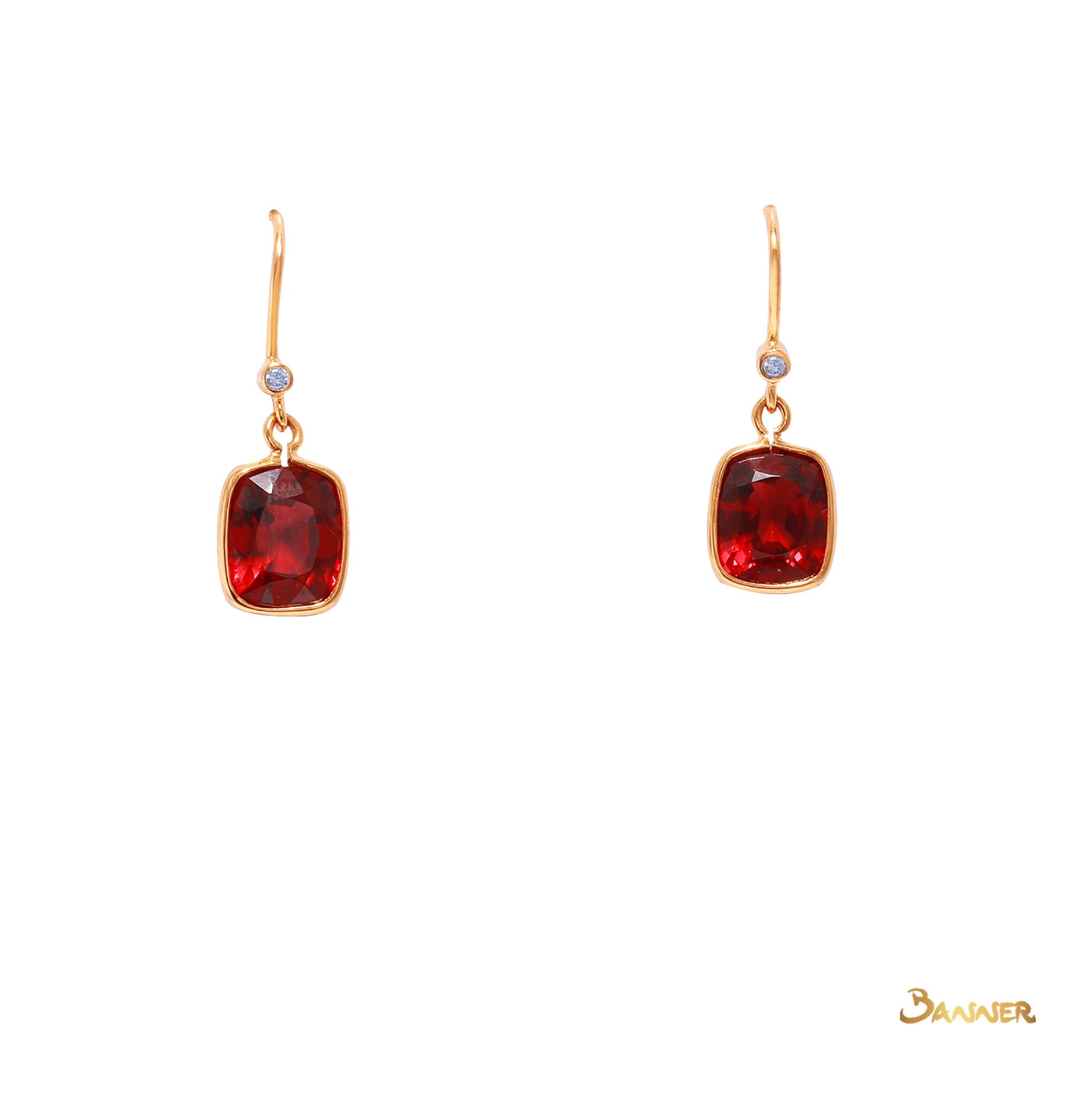 Cushion-cut Garnet and Diamond Earrings