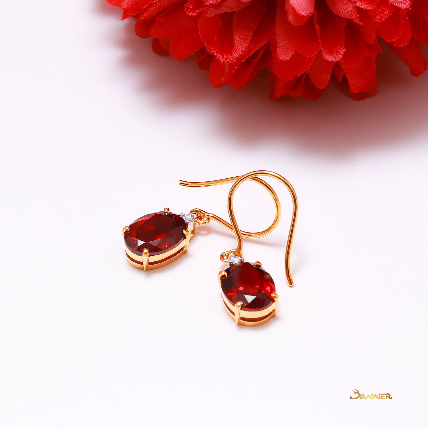 Garnet and Diamond Dangle Earrings