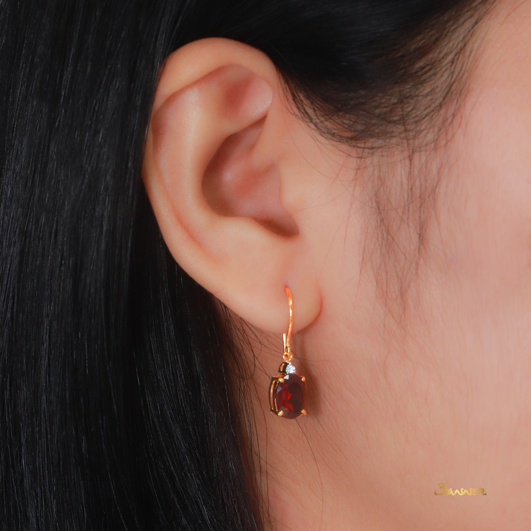 Garnet and Diamond Dangle Earrings