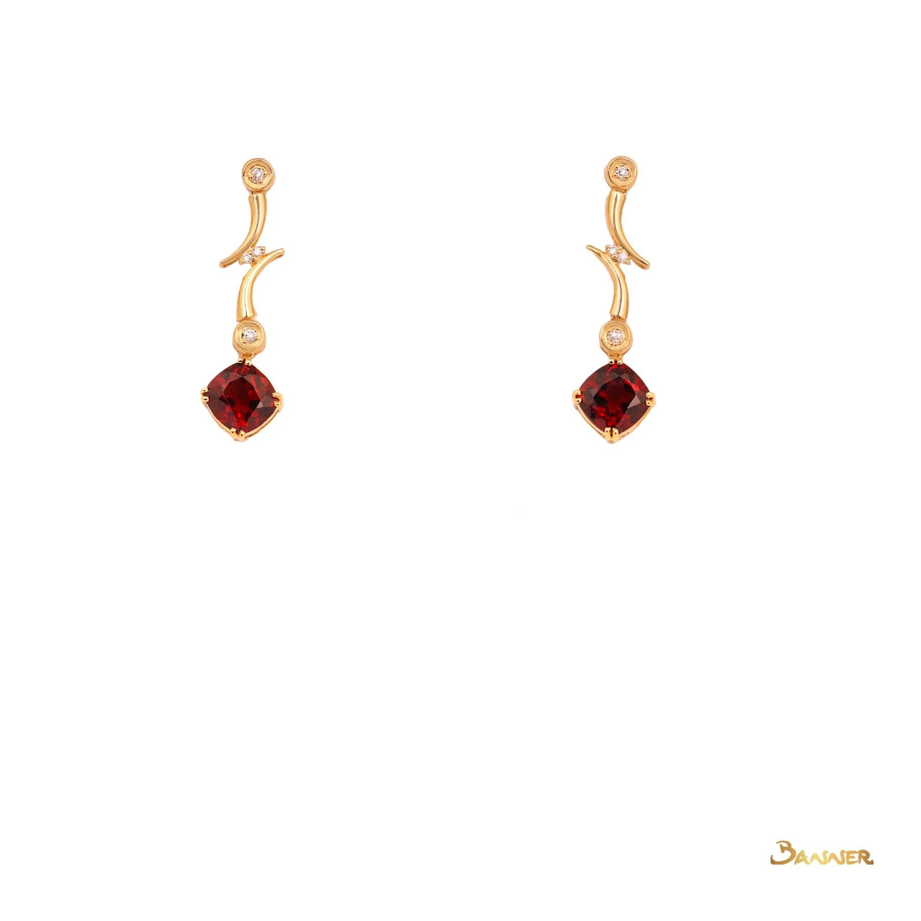 Garnet and Diamond Dangle Earrings