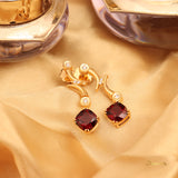 Garnet and Diamond Dangle Earrings