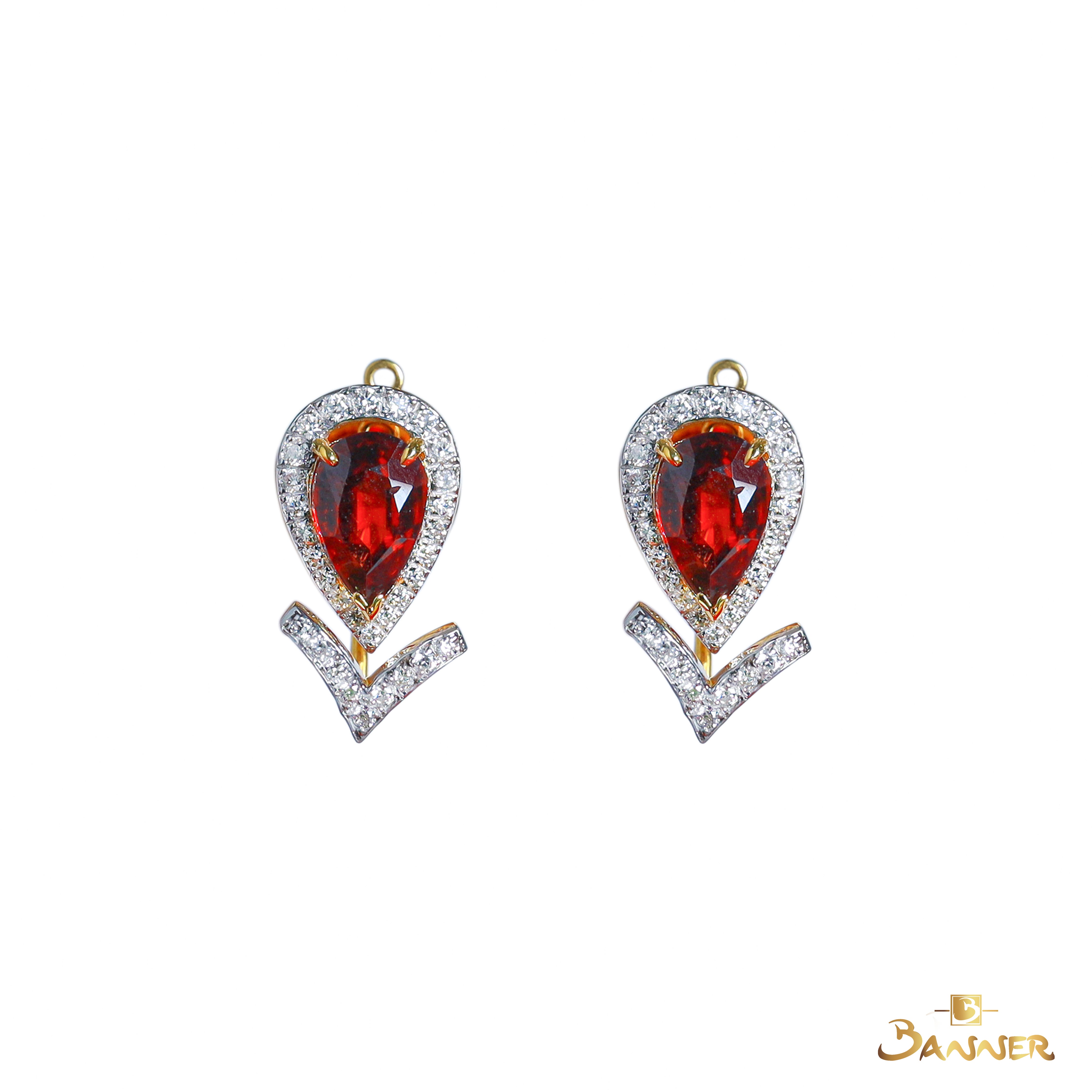 Pear-Shaped Garnet and Diamond Zest Earrings