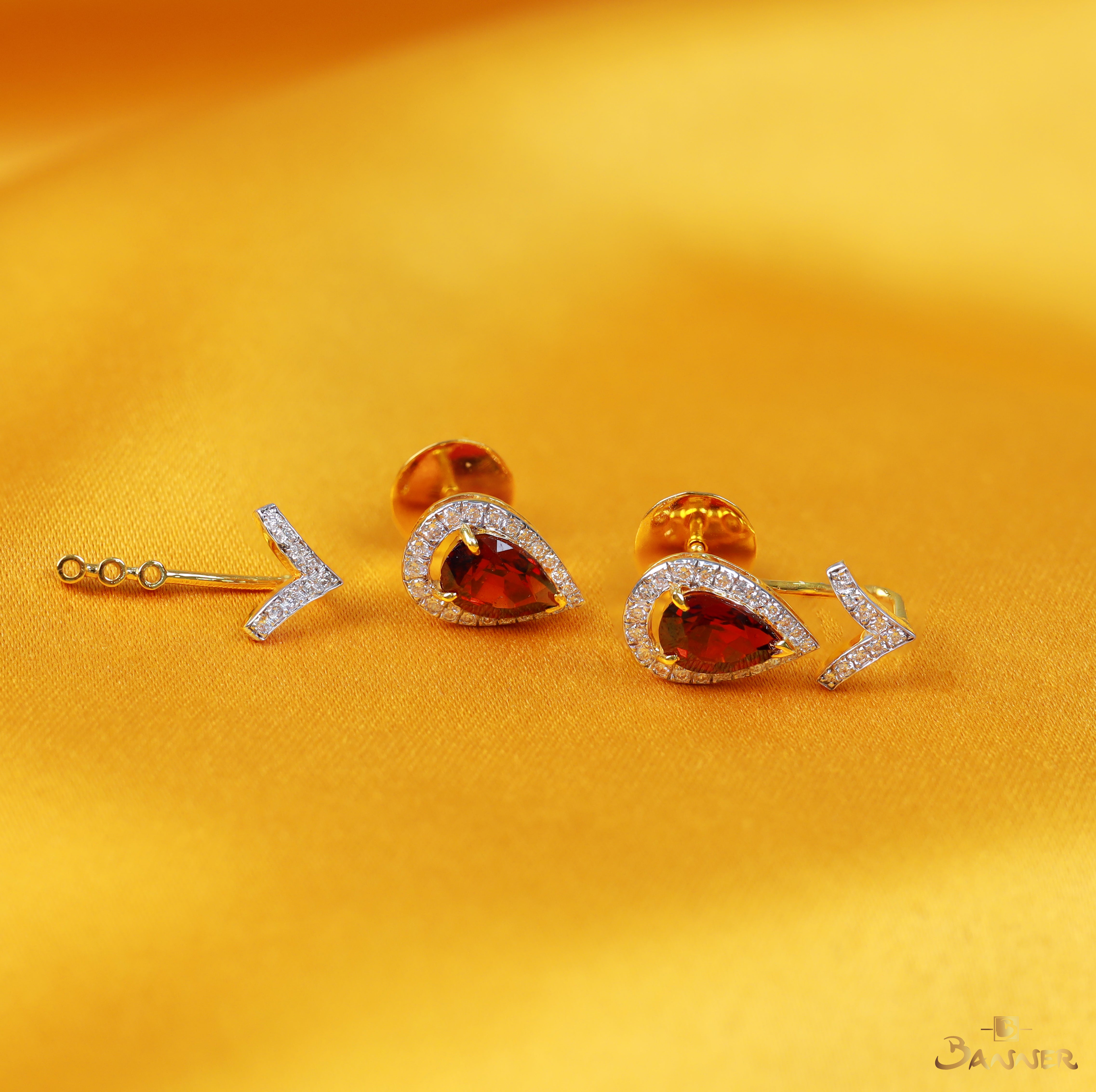 Pear-Shaped Garnet and Diamond Zest Earrings