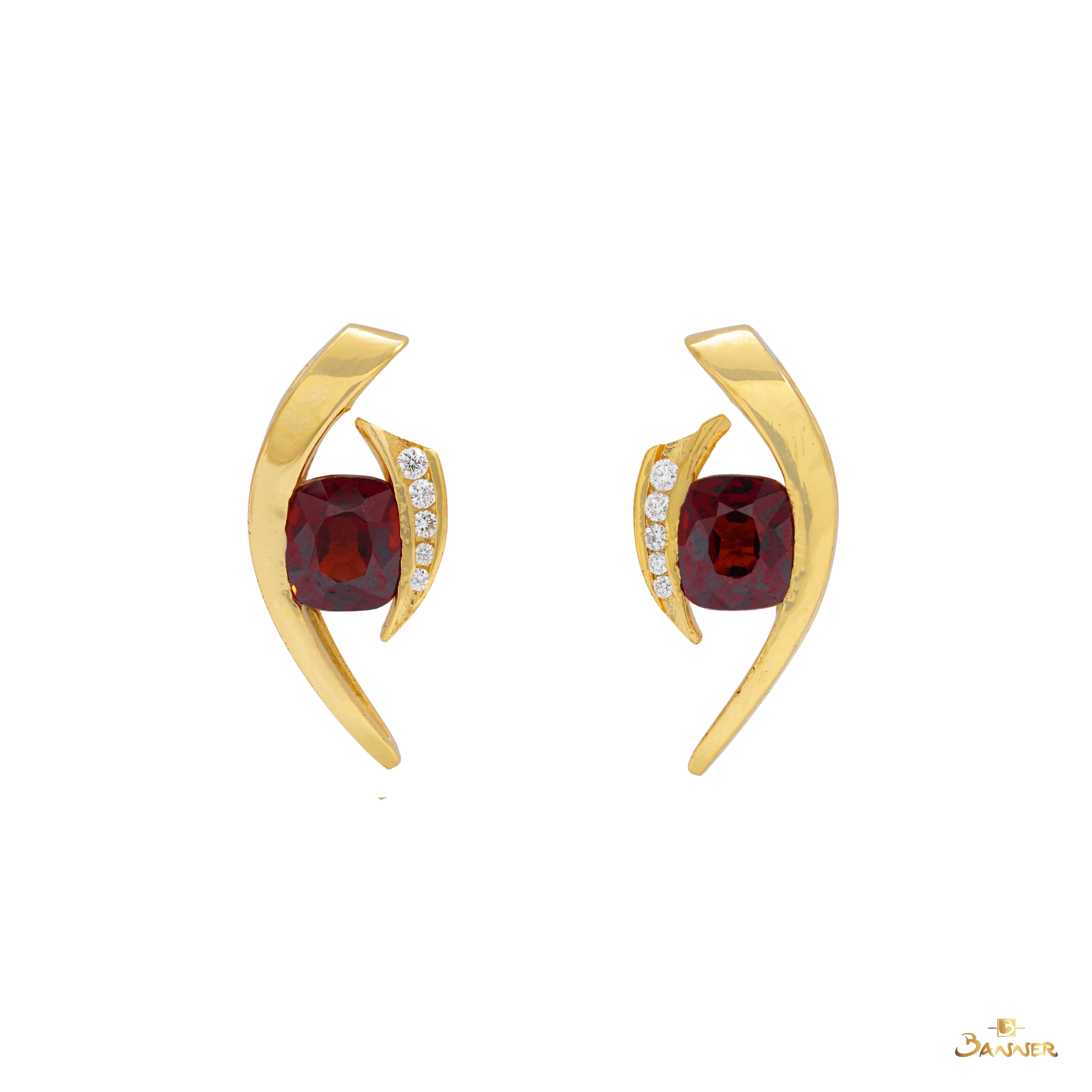 Garnet and Diamond Bypass Earrings