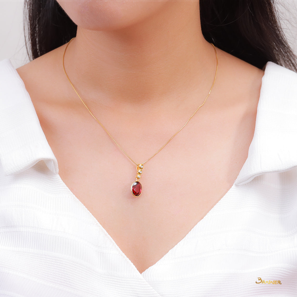 Garnet and Diamond Dangle Pendant