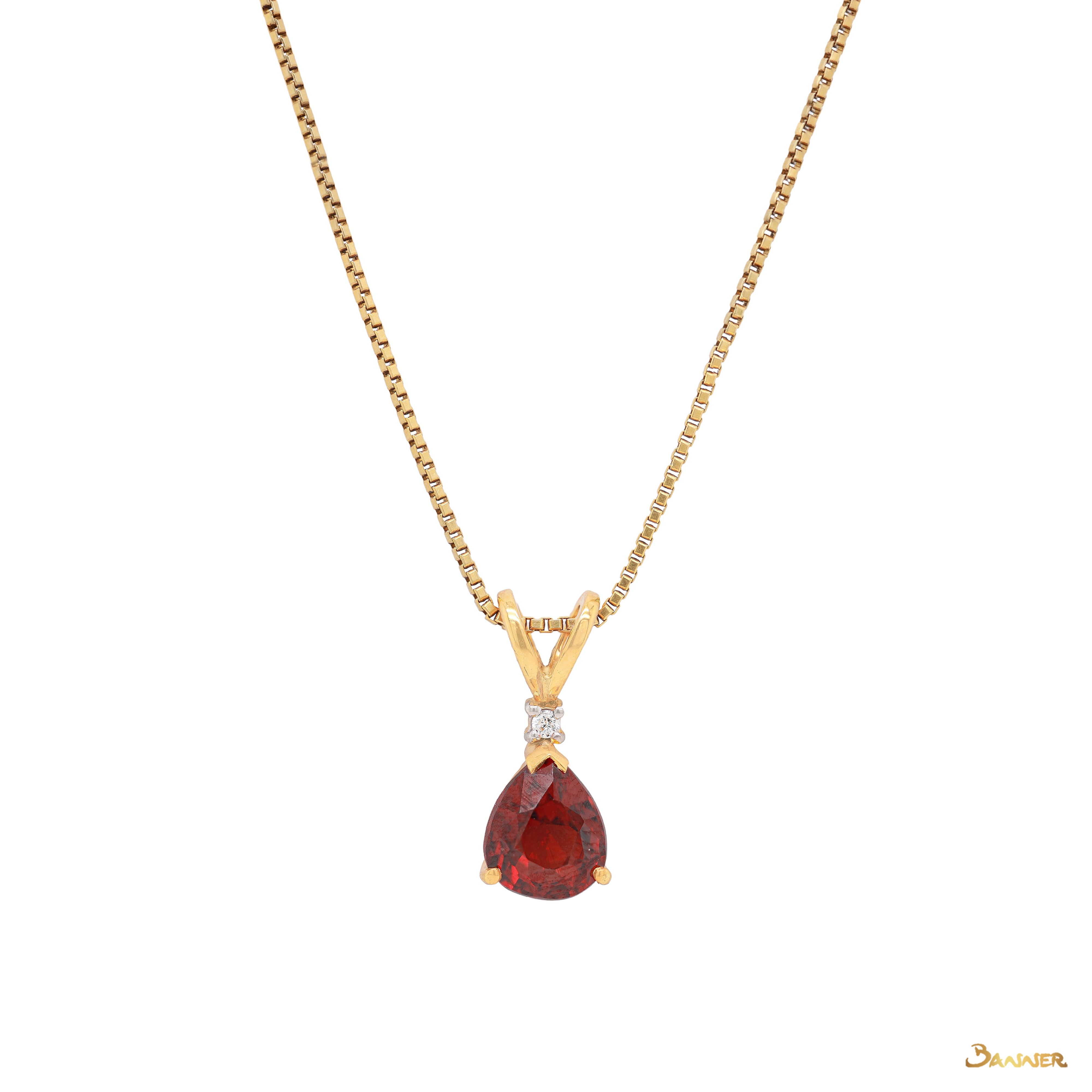 Garnet and Diamond Droplet Pendant