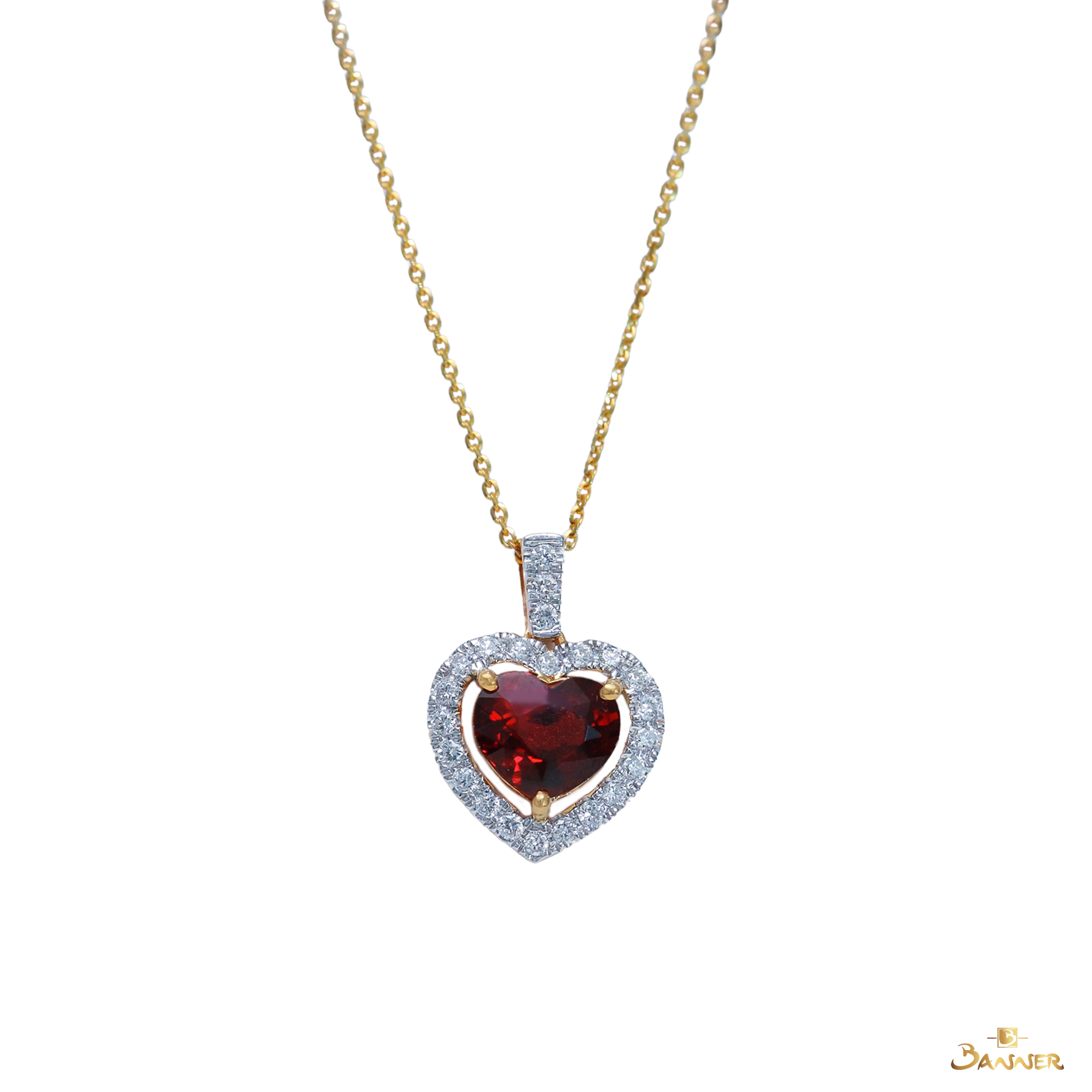 Garnet and Diamond Heart Pendant