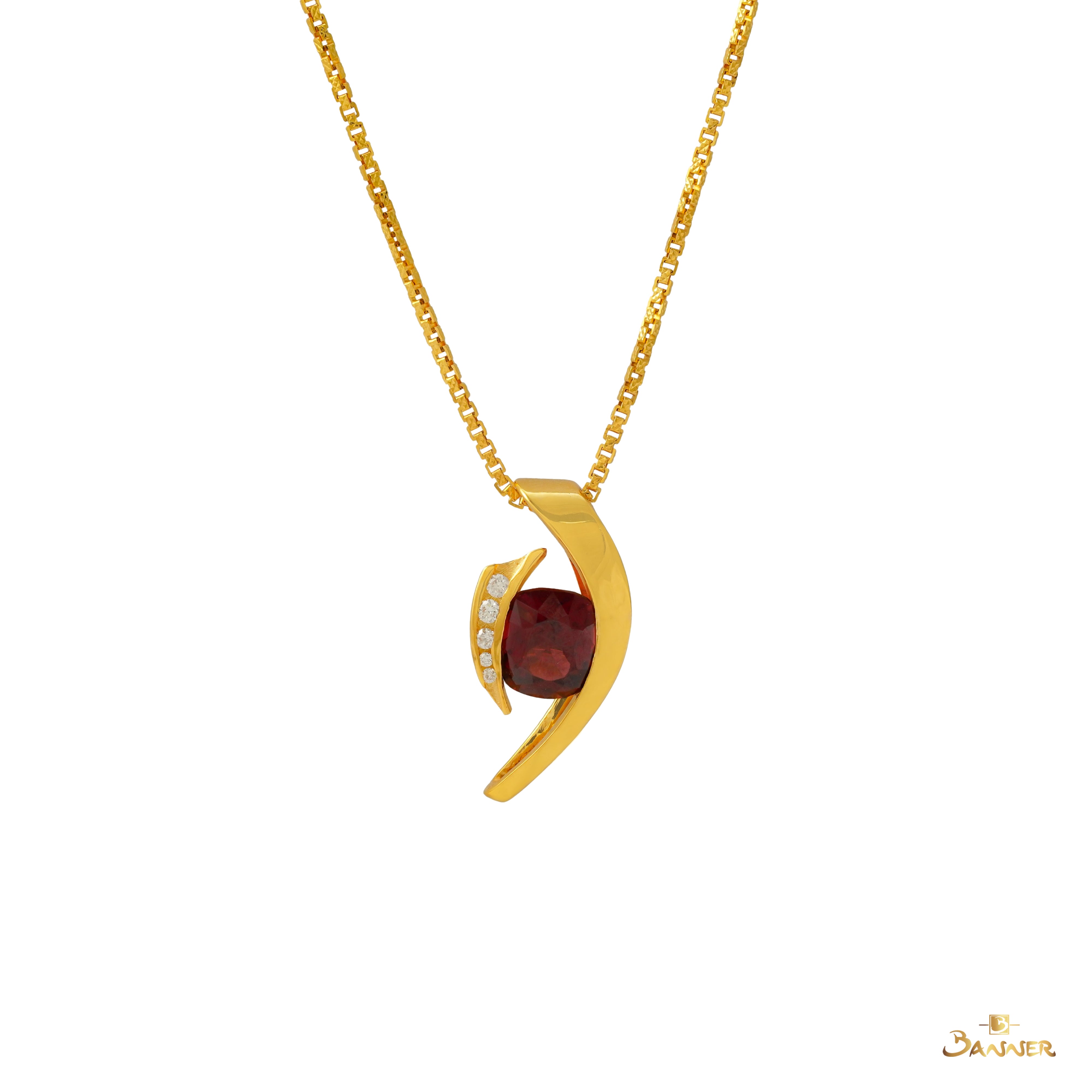 Garnet and Diamond Bypass Pendant