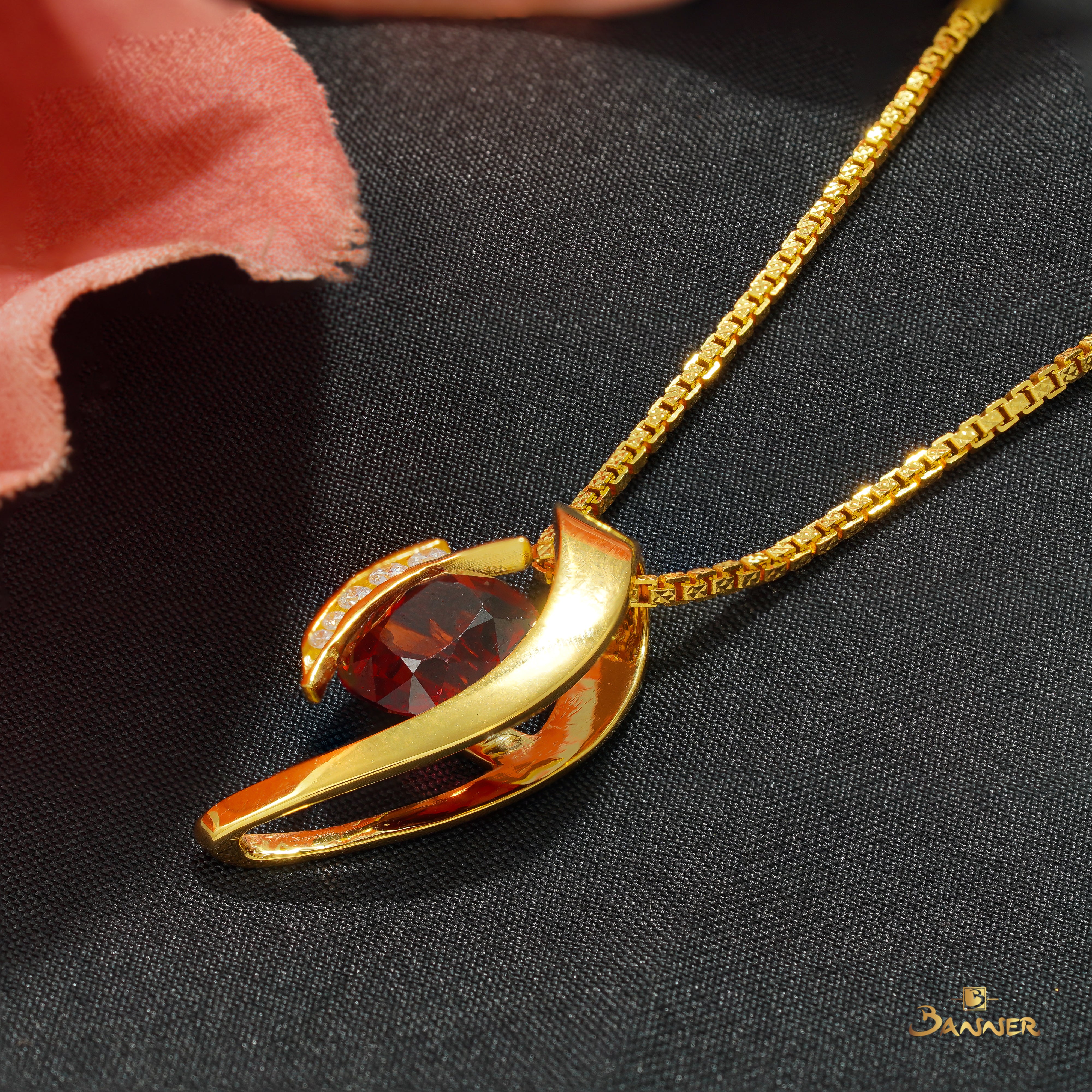 Garnet and Diamond Bypass Pendant