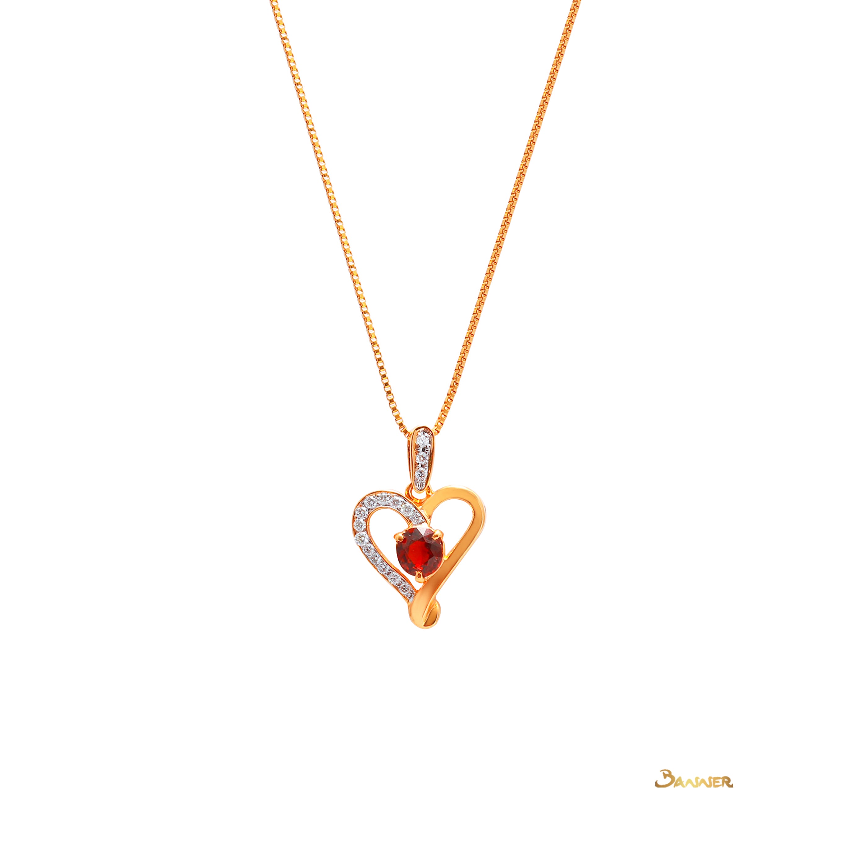 Garnet and Diamond Love Pendant