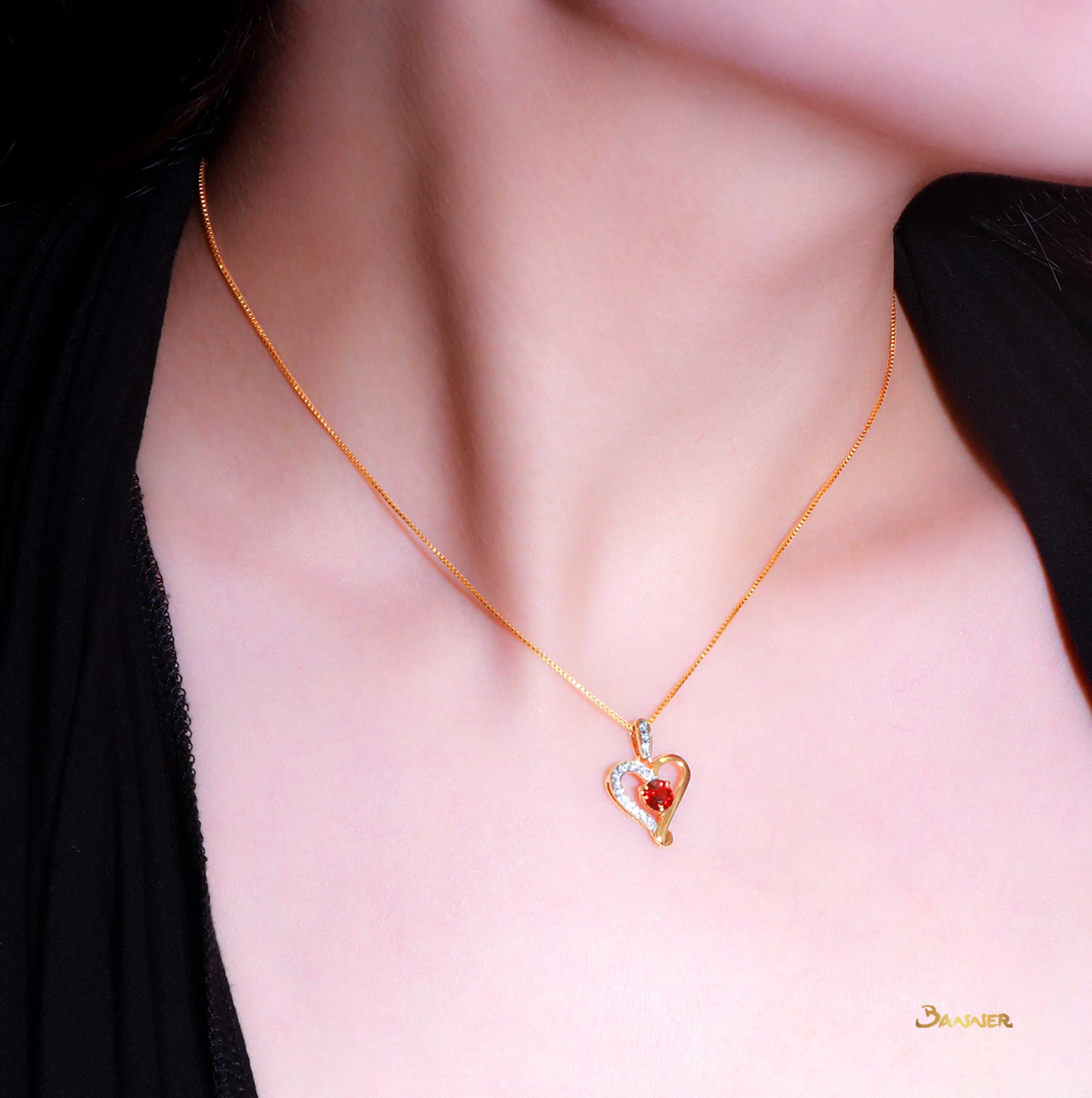 Garnet and Diamond Love Pendant