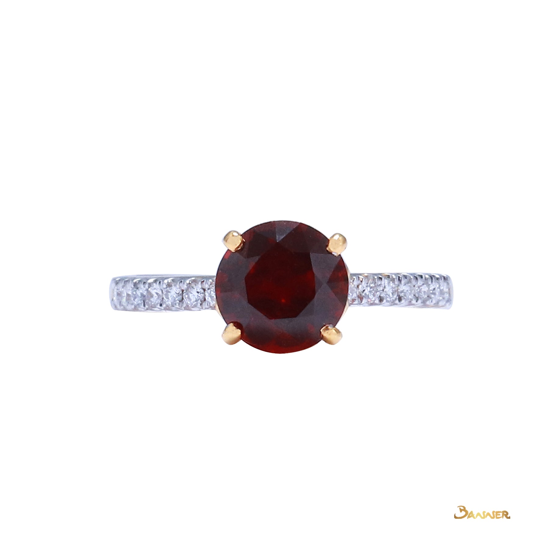 Garnet and Diamond Love Ring