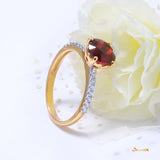 Garnet and Diamond Love Ring