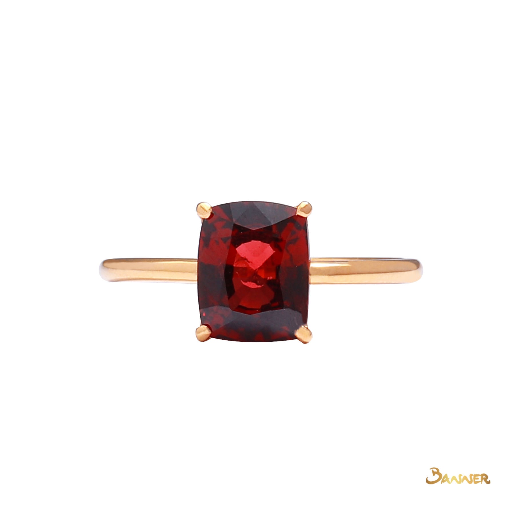 Cushion-cut Garnet Solitaire Ring