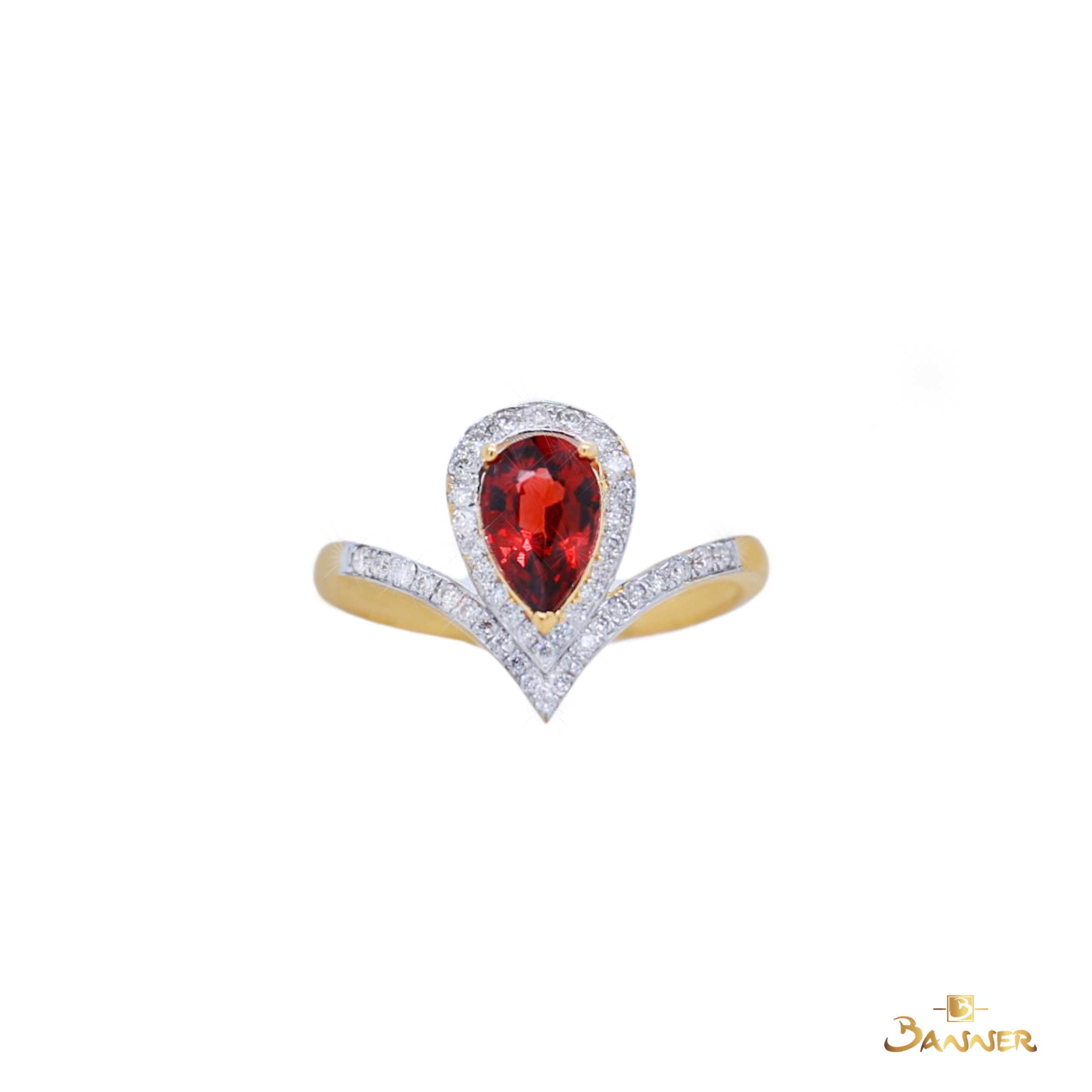 Pear-Shaped Garnet and Diamond Zest Ring