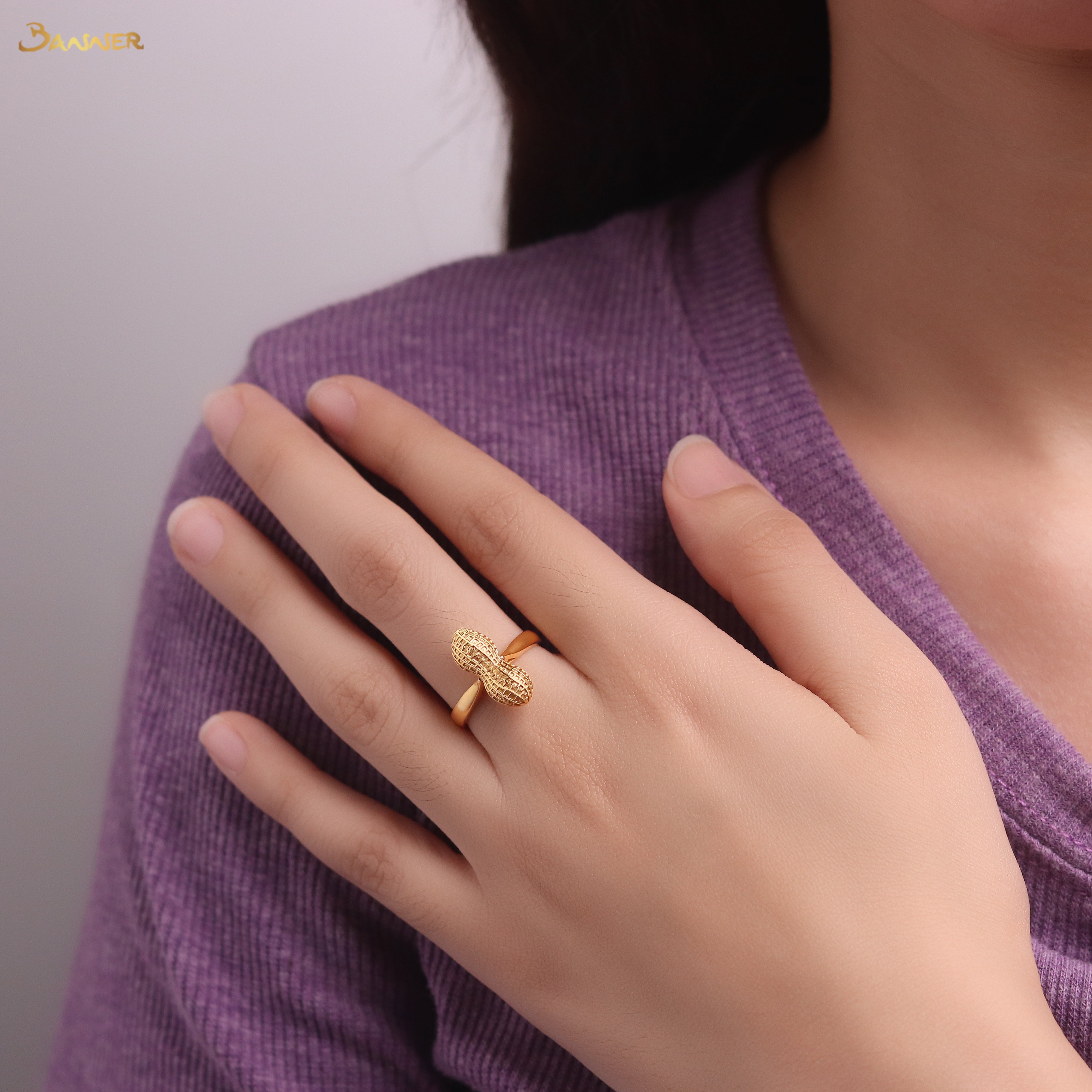 18k Yellow Gold Peanuts Ring