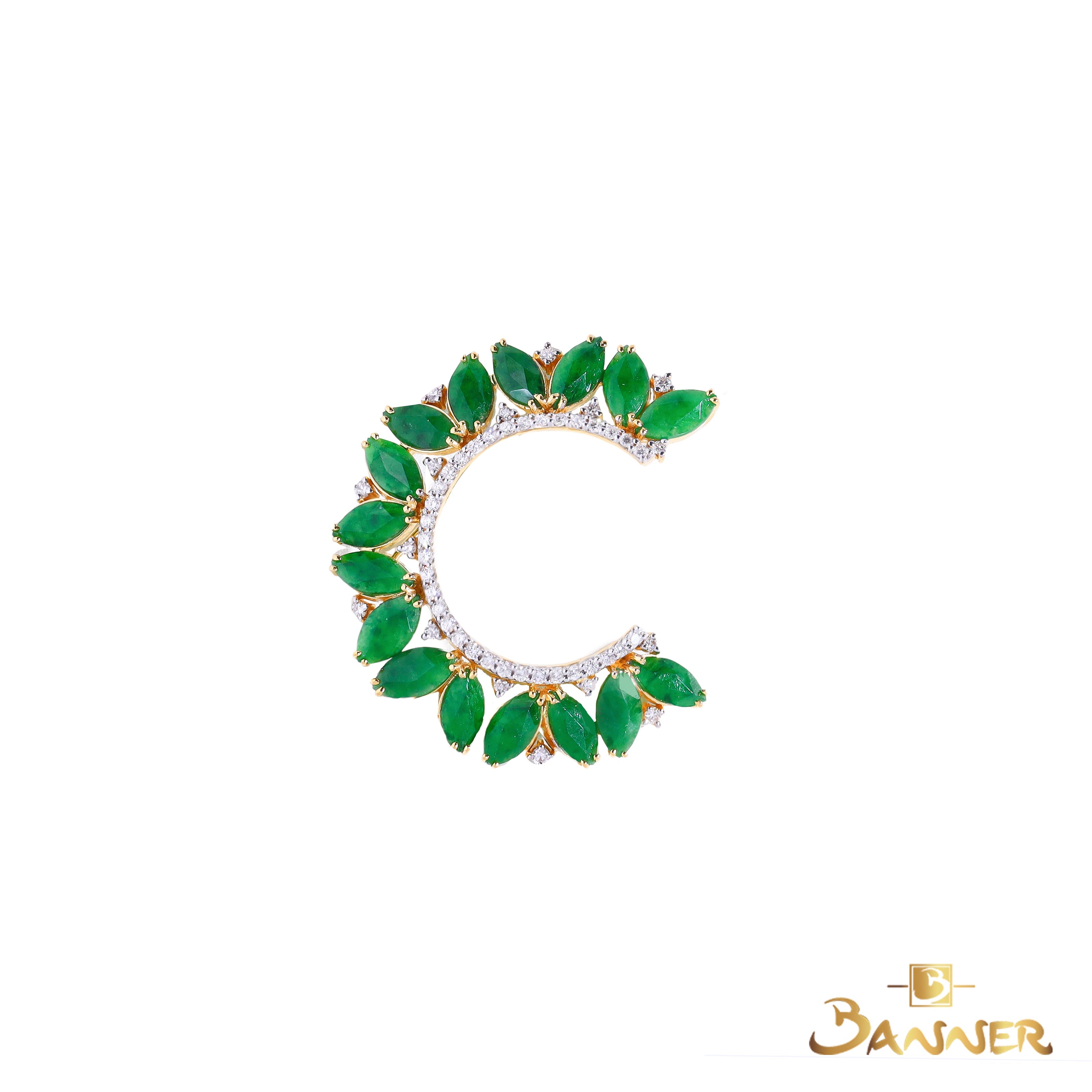 Jade and Diamond Blossom Brooch