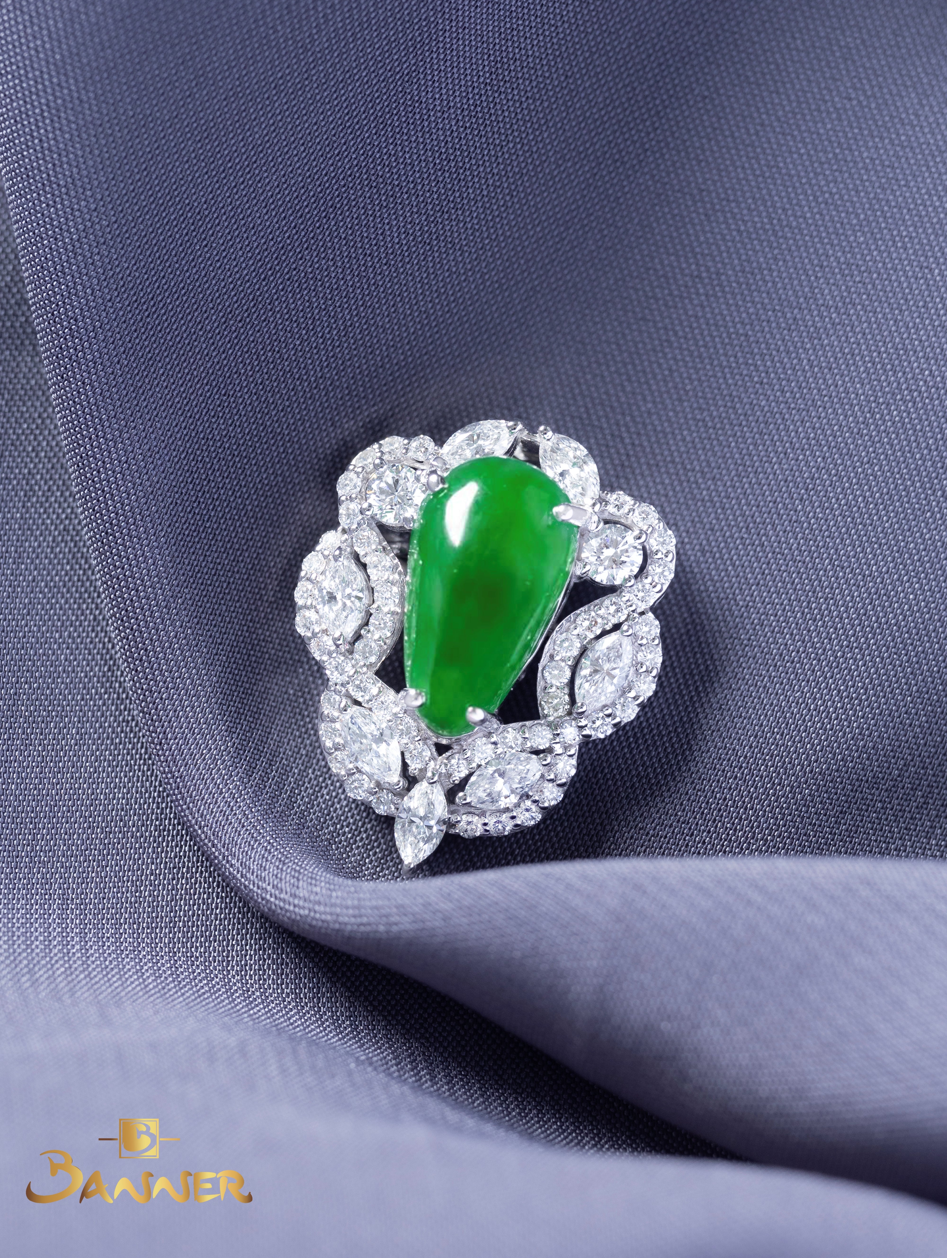 Jade and Diamond Kanote Brooch