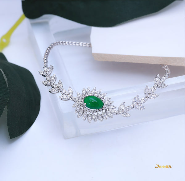 Jade and Diamond Floral Bracelet