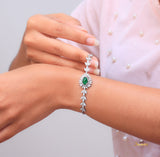 Jade and Diamond Floral Bracelet