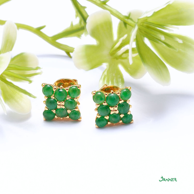 Green Jade Clover Earrings