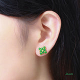 Green Jade Clover Earrings