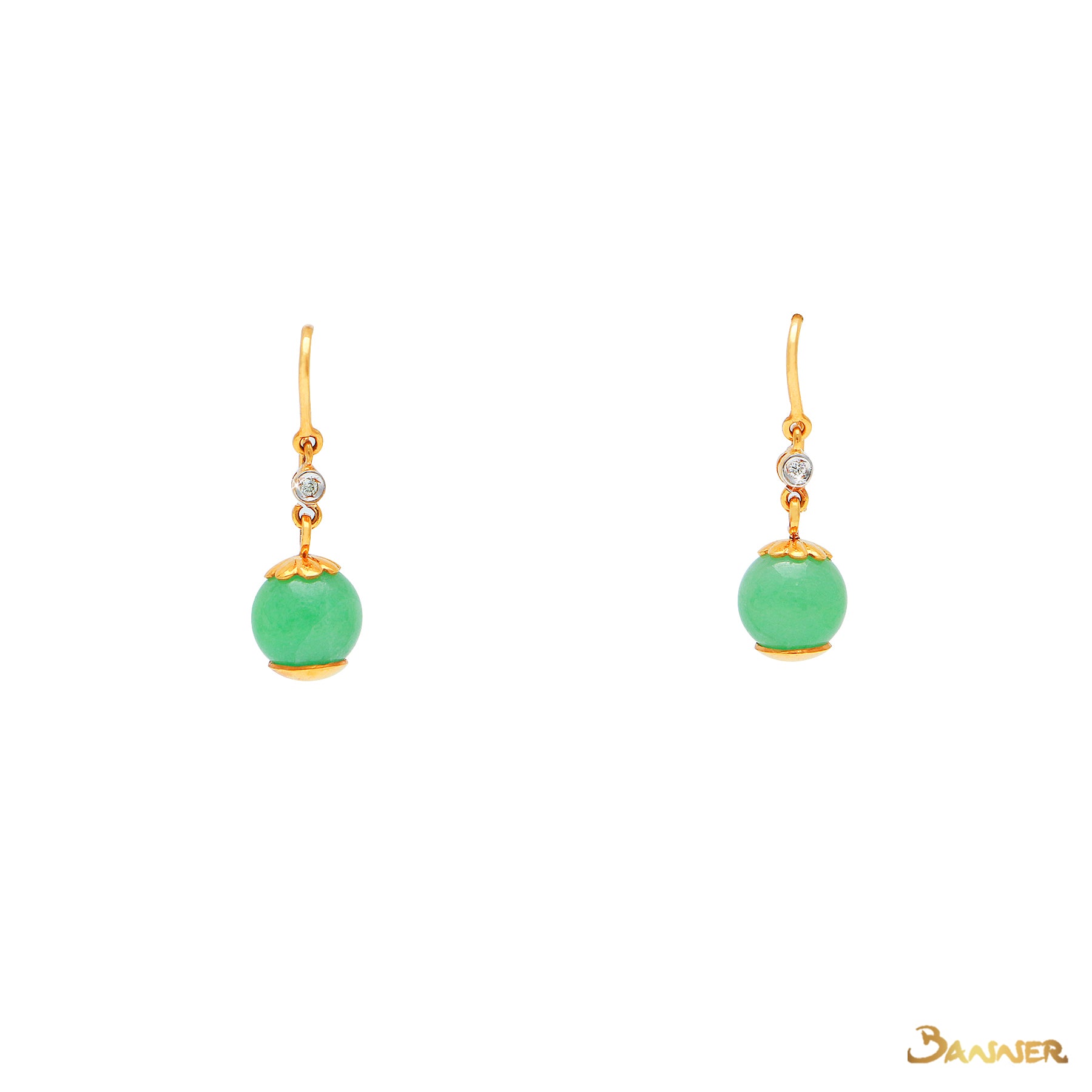 Jade and Diamond Dangle Earrings