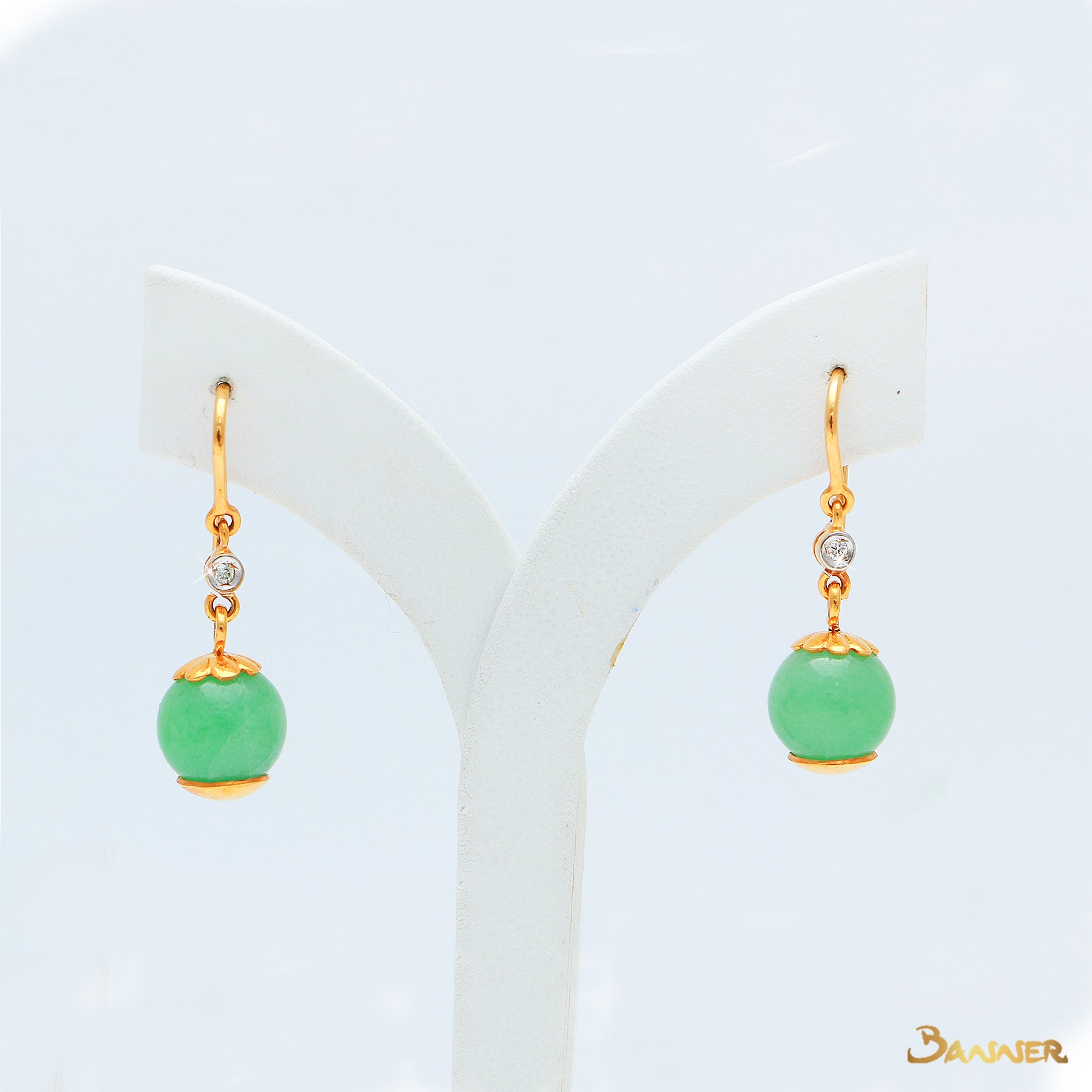 Jade and Diamond Dangle Earrings