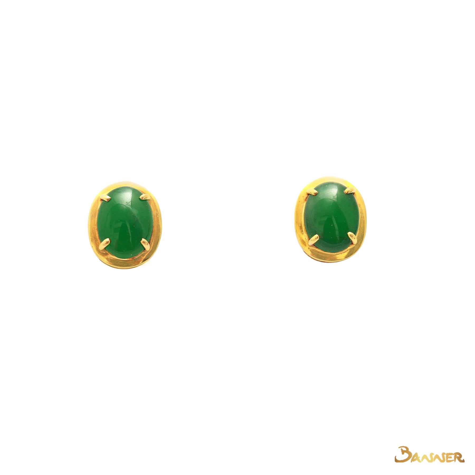 Green Jade Stud Earrings