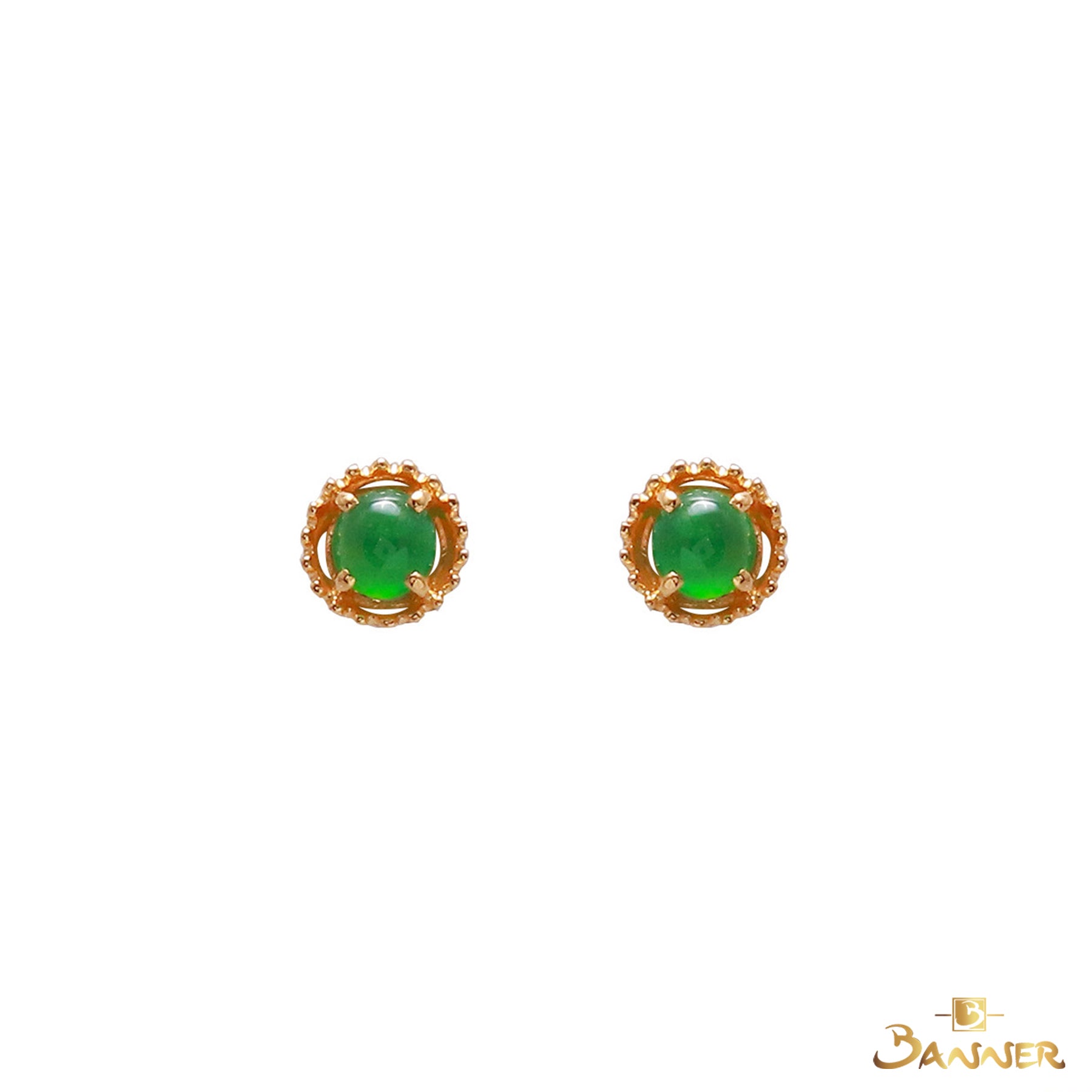 Jade Cabochon Solitaire Earrings
