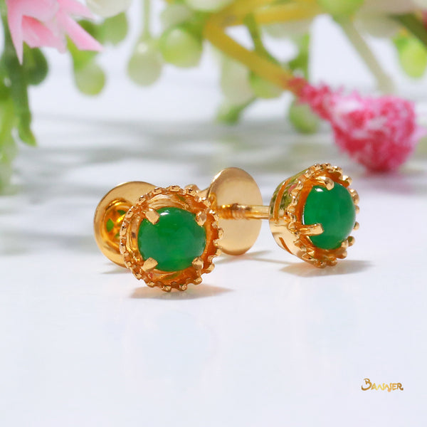 Jade Cabochon Solitaire Earrings