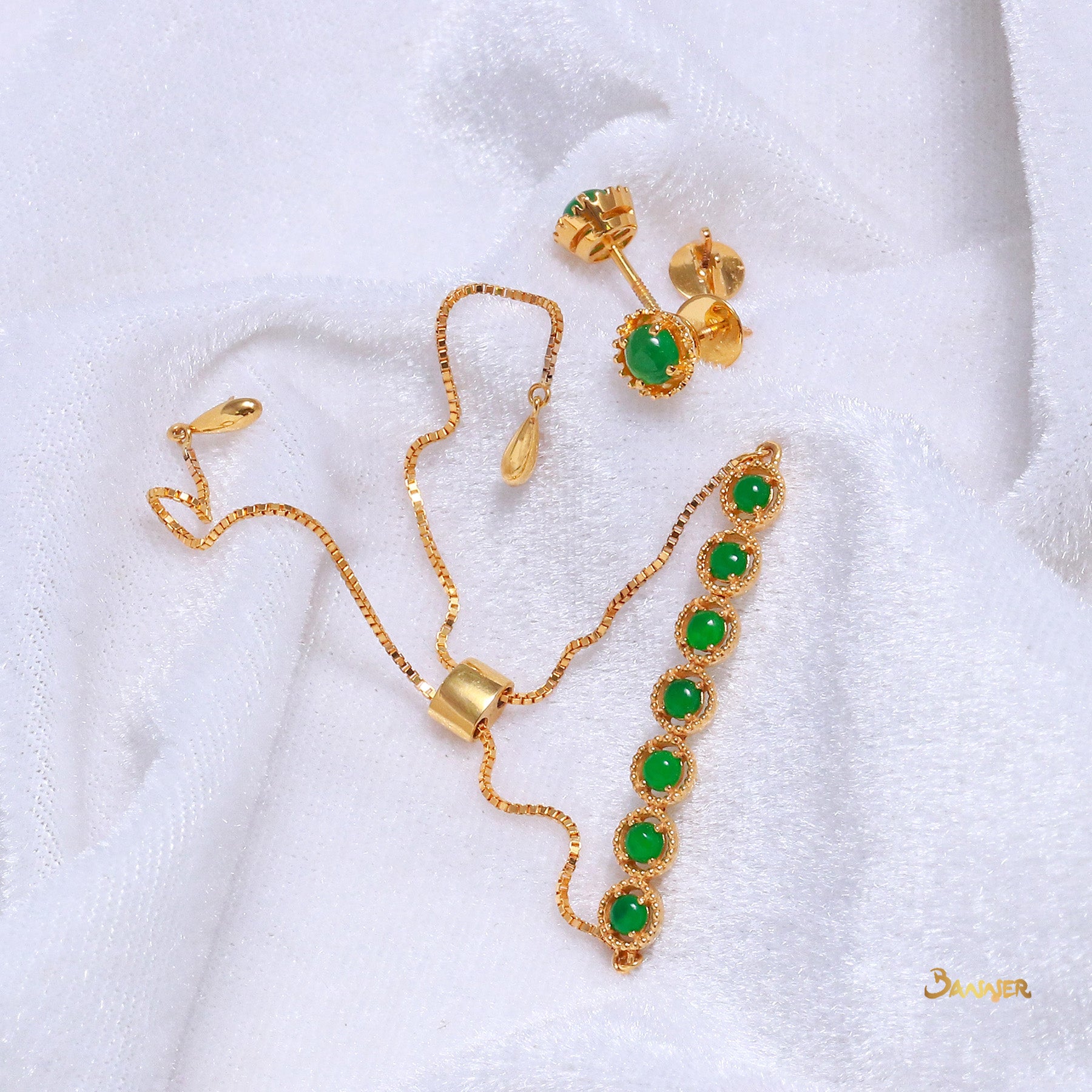 Jade Cabochon Solitaire Earrings