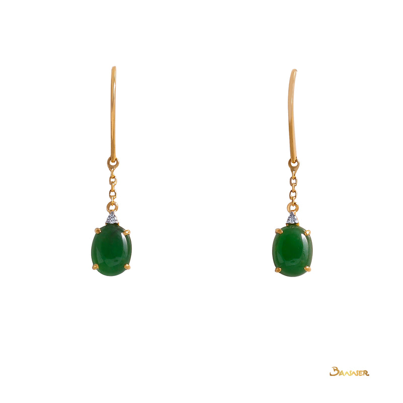 Imperial Jade and Diamond Dangle Earrings