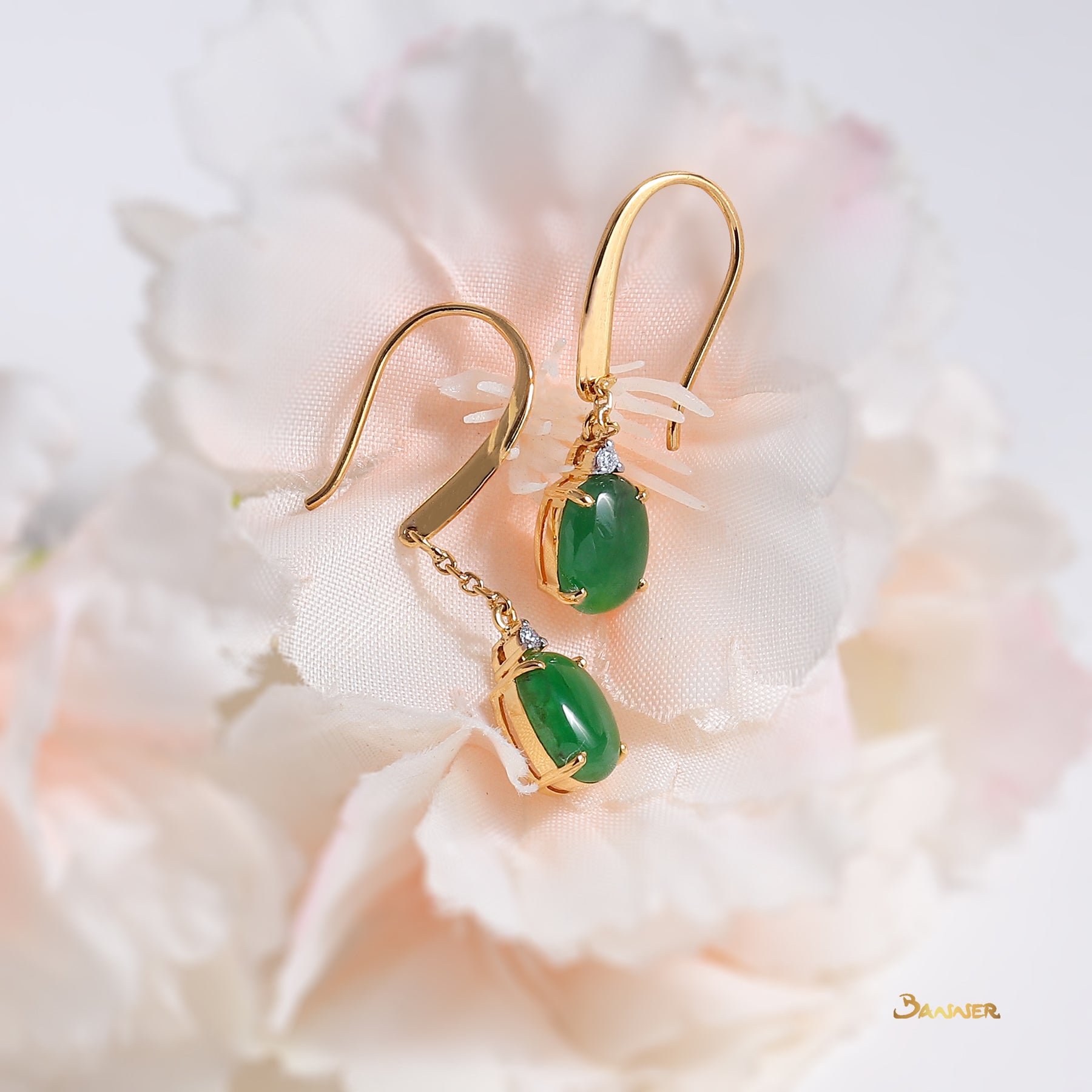 Imperial Jade and Diamond Dangle Earrings