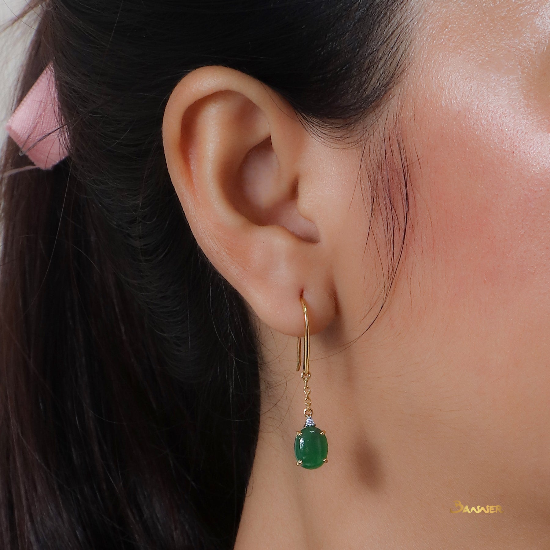 Imperial Jade and Diamond Dangle Earrings