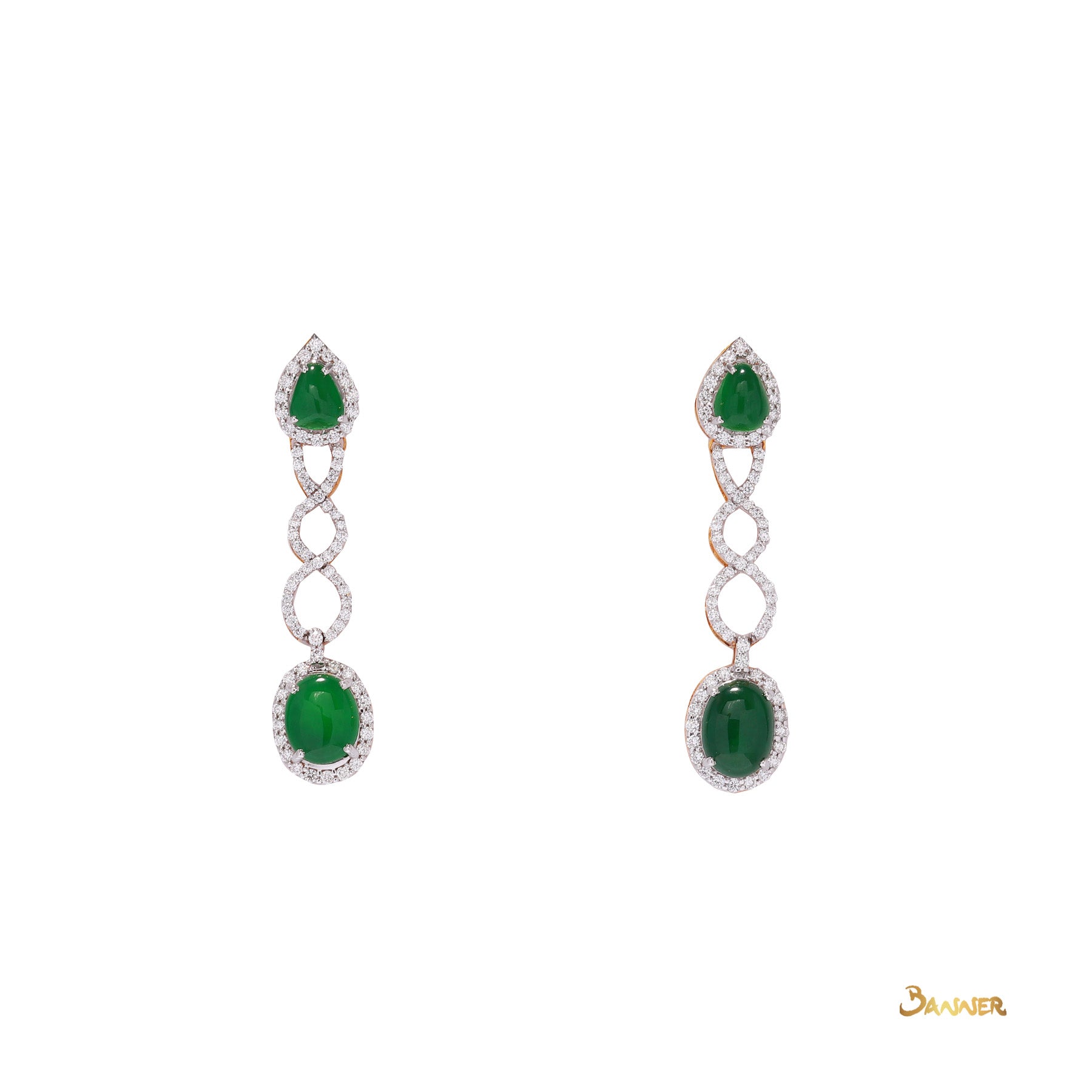 Jade and Diamond Dangle Earrings