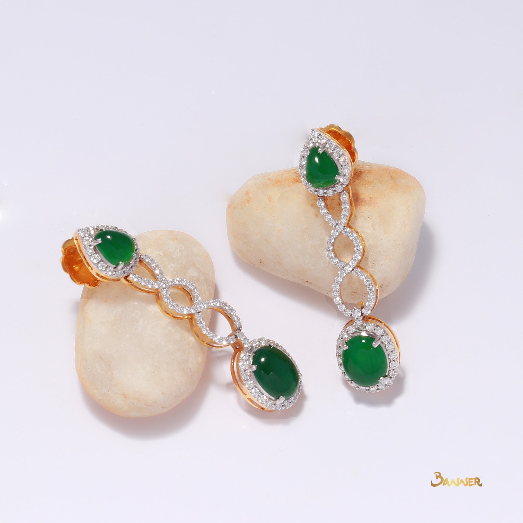 Jade and Diamond Dangle Earrings