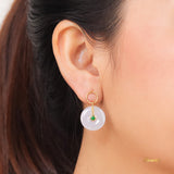 Lavender Jade Circle and Green Jade 1 pc Dangle Earrings