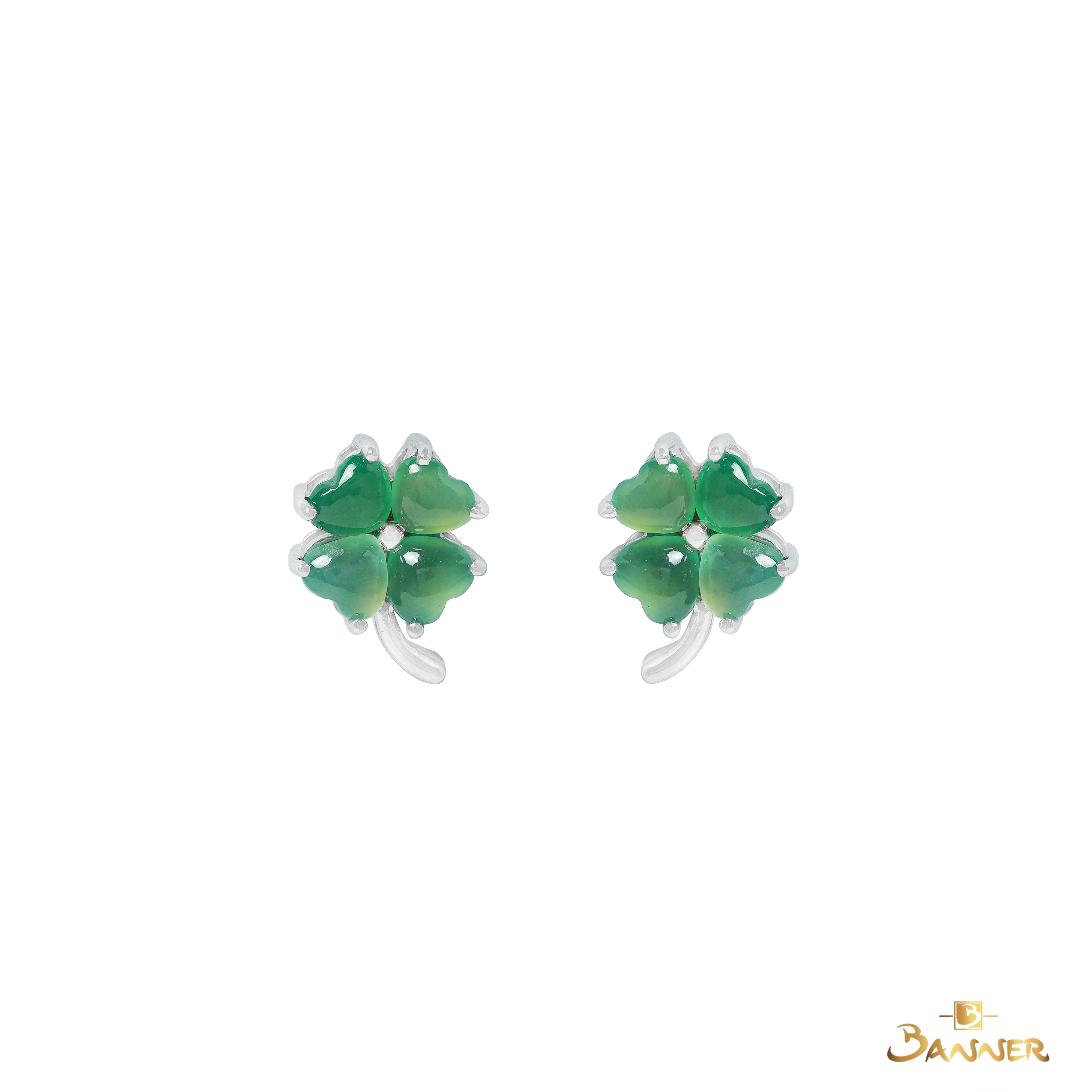 Green Jade Clover Earrings