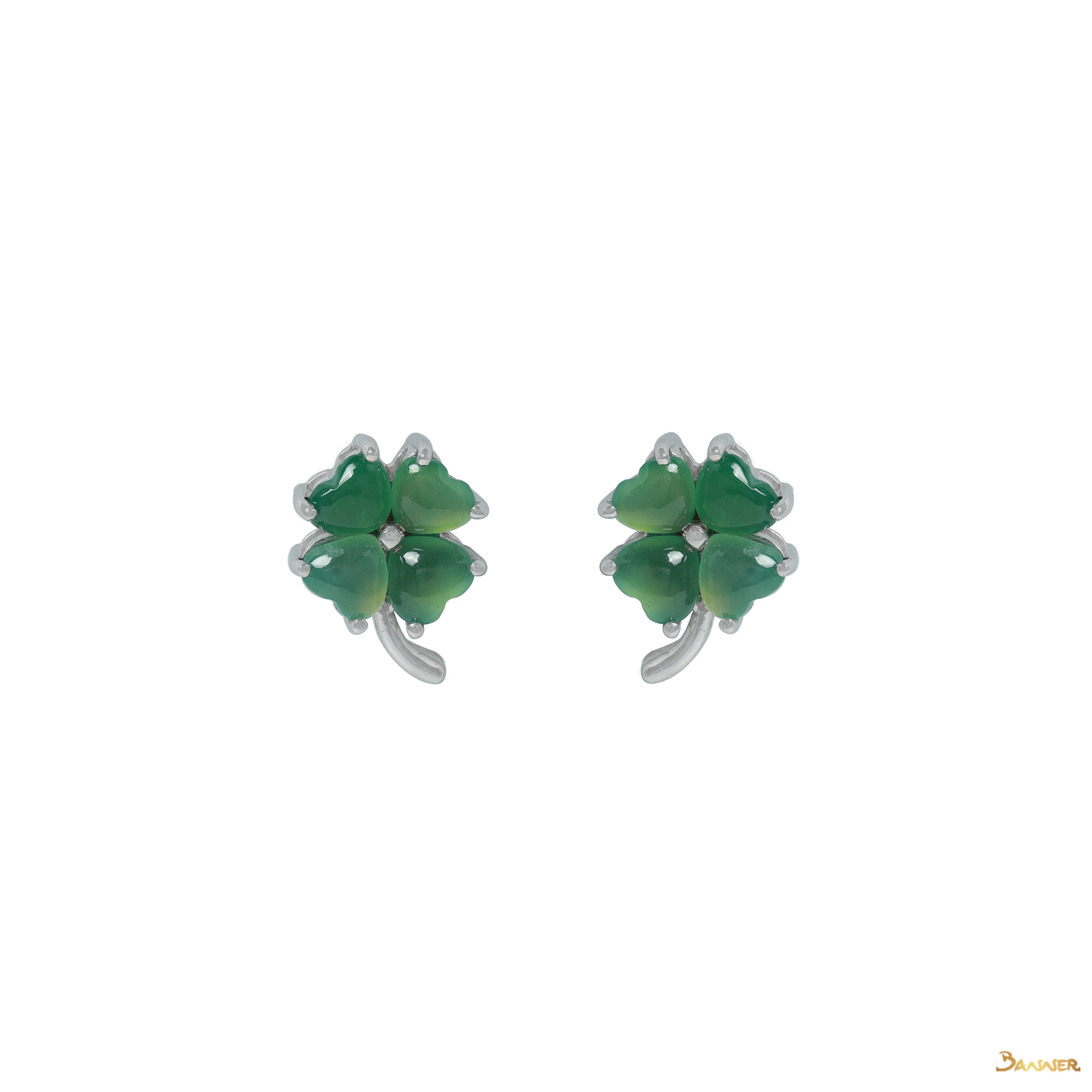 Green Jade Clover Earrings