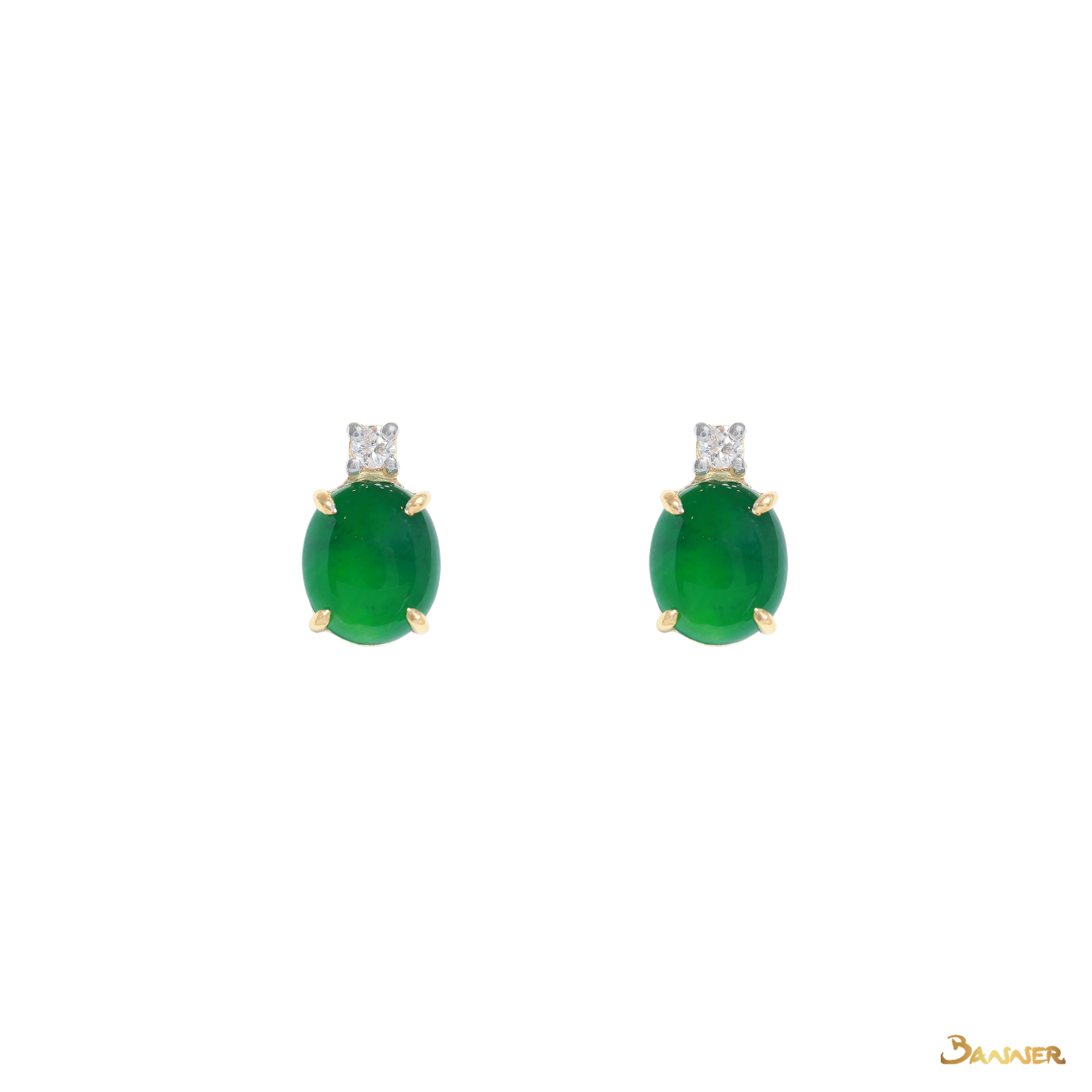 Jade and Diamond Petite Earrings