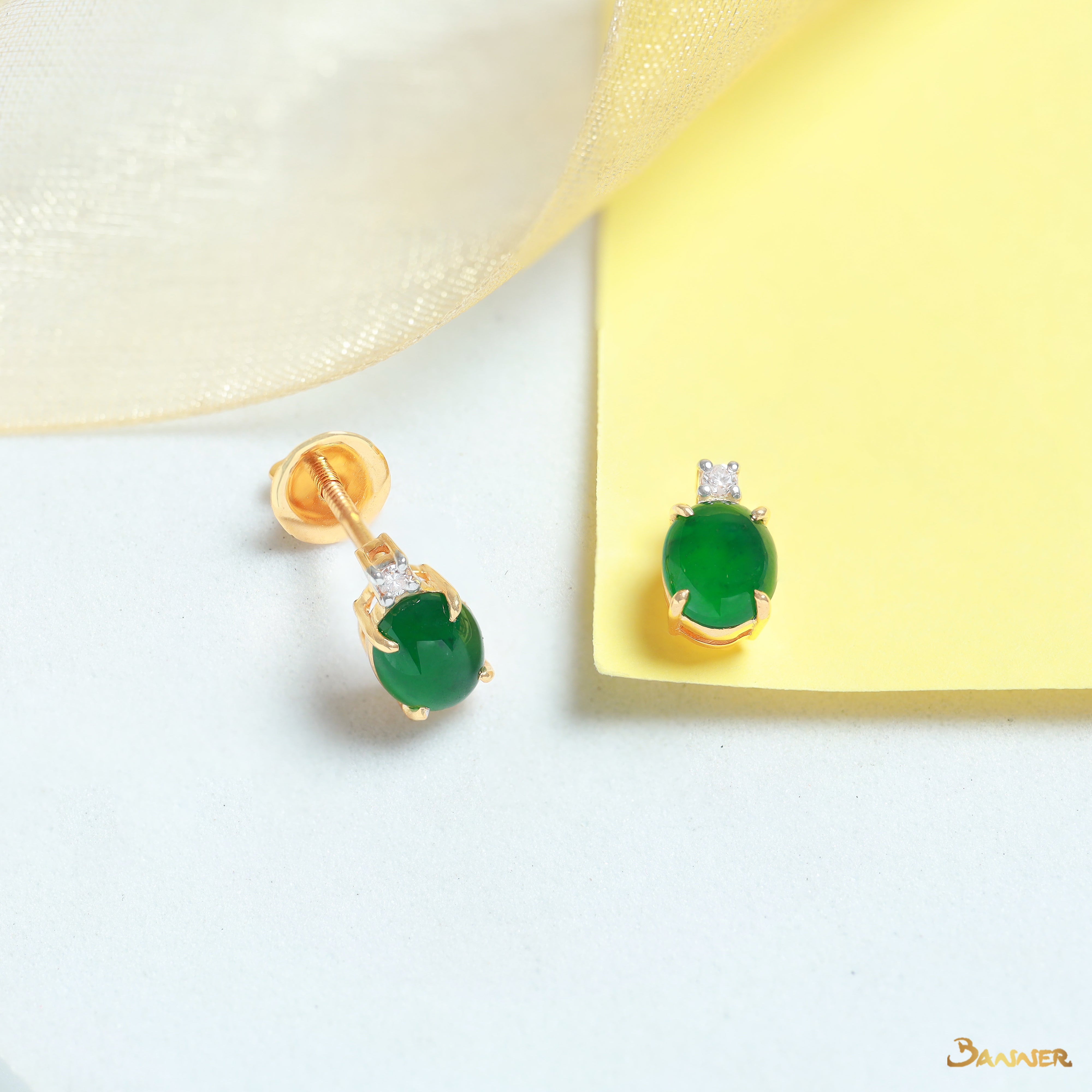 Jade and Diamond Petite Earrings