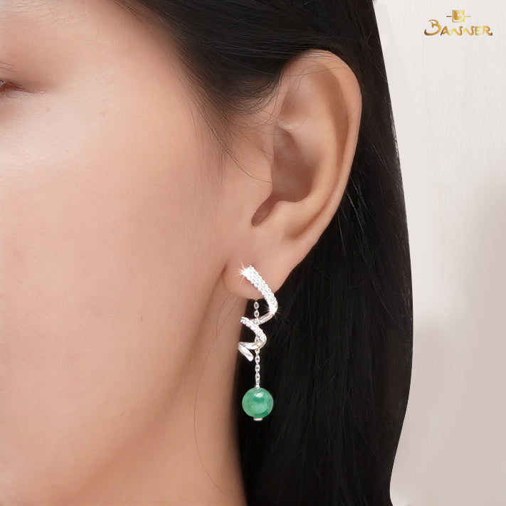 Jade and Diamond Mistletoe Earrings