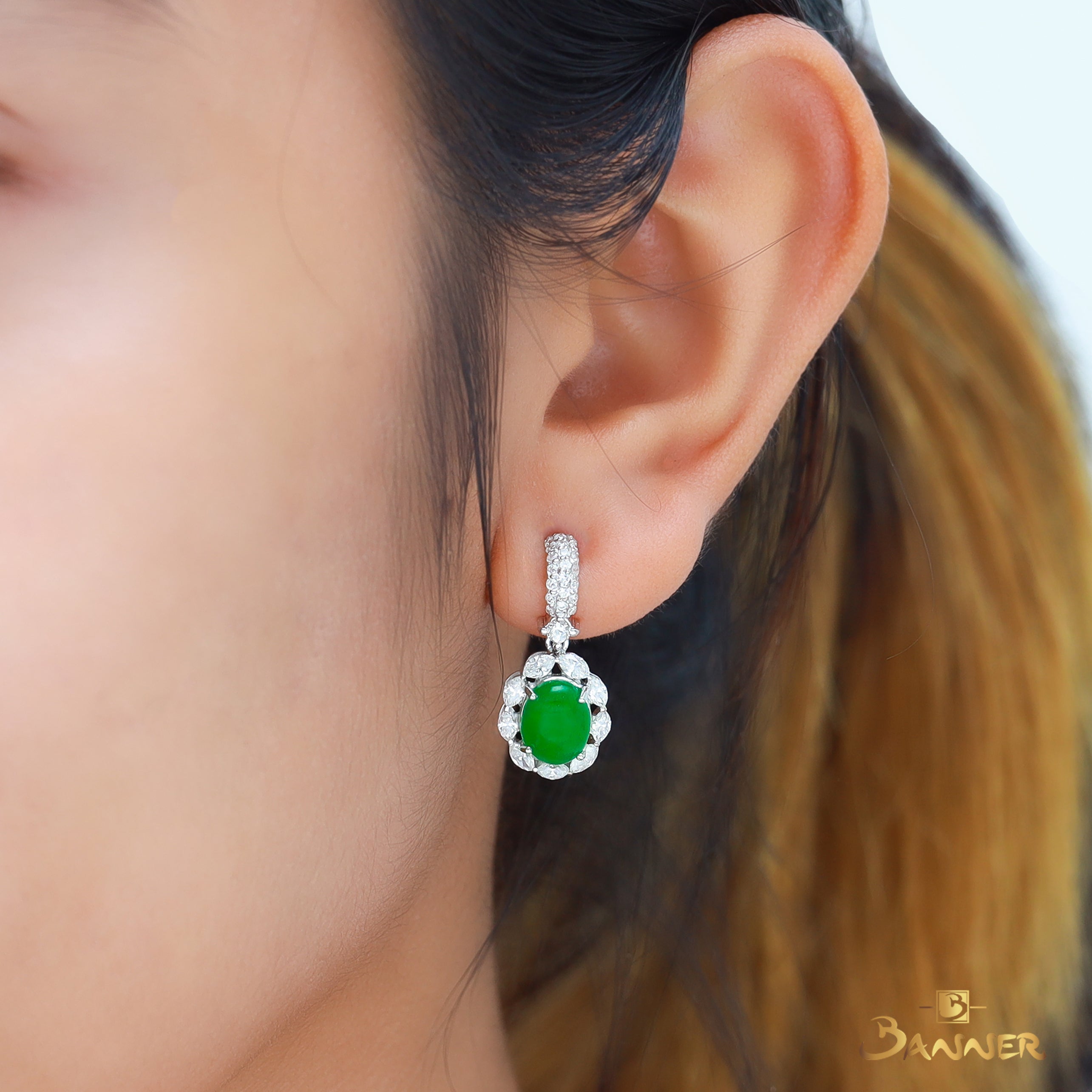 Jade and Diamond Earrings