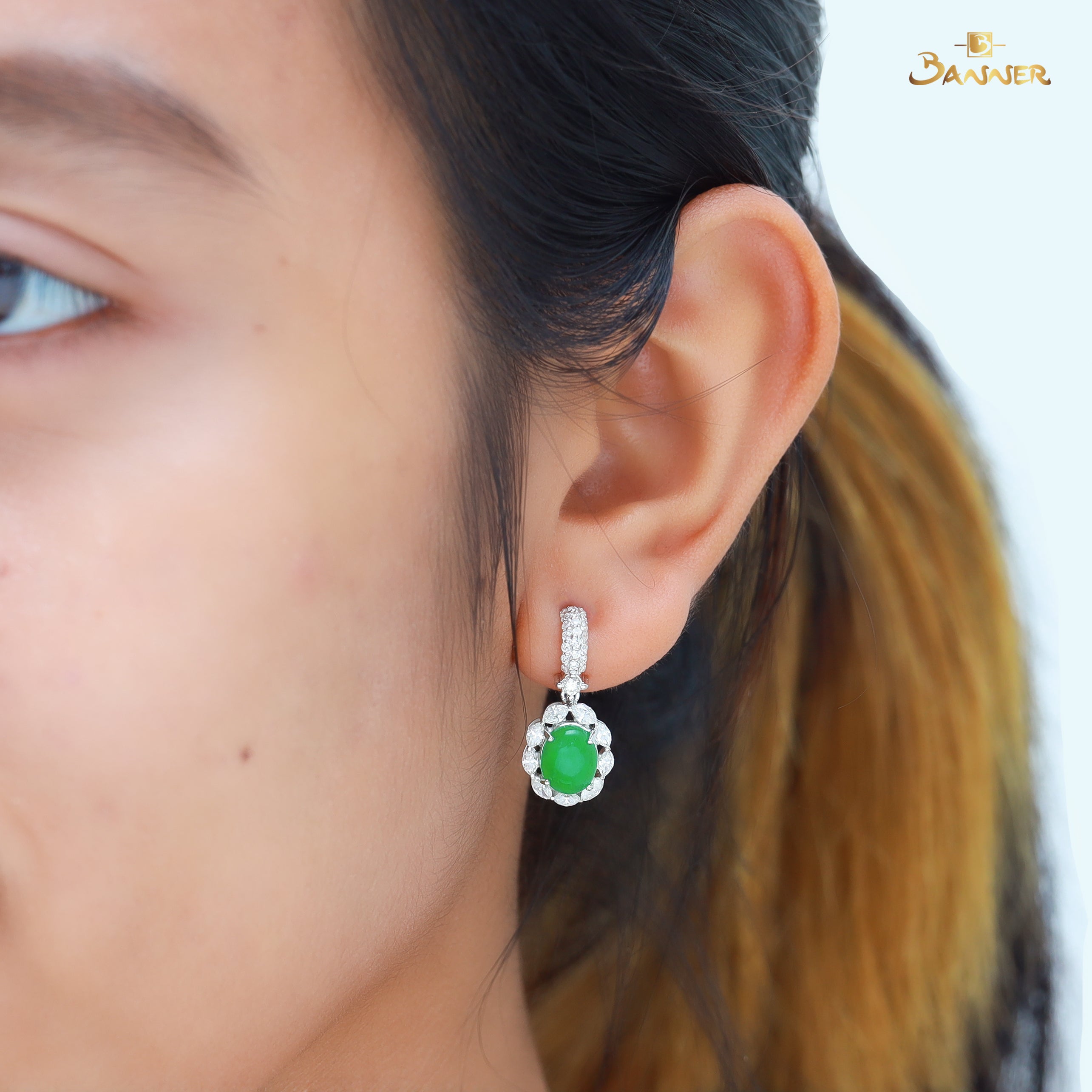 Jade and Diamond Earrings