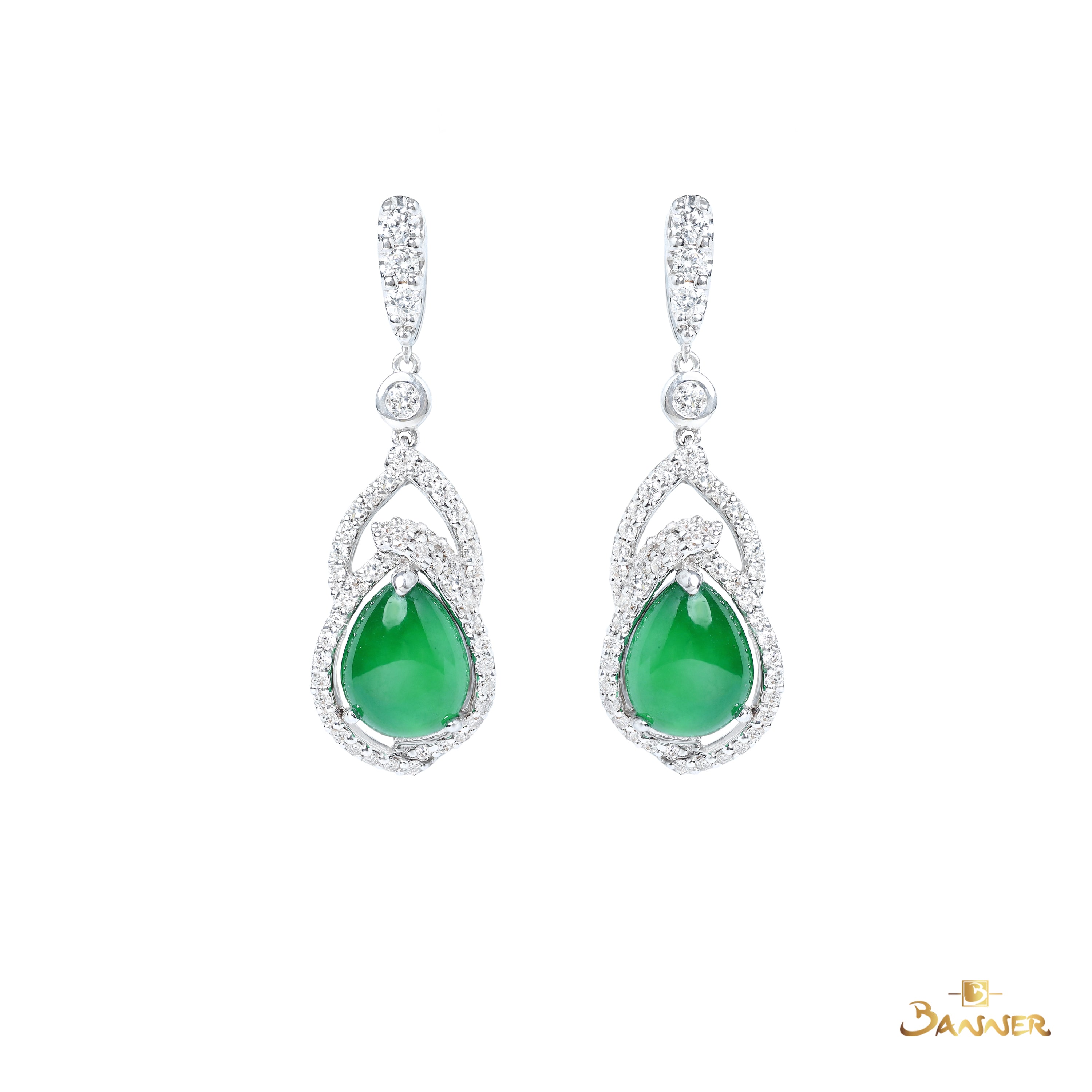 Jade and Diamond Dangle Earrings