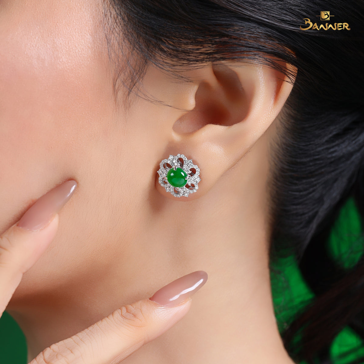 Jade and Diamond Kanote Earrings