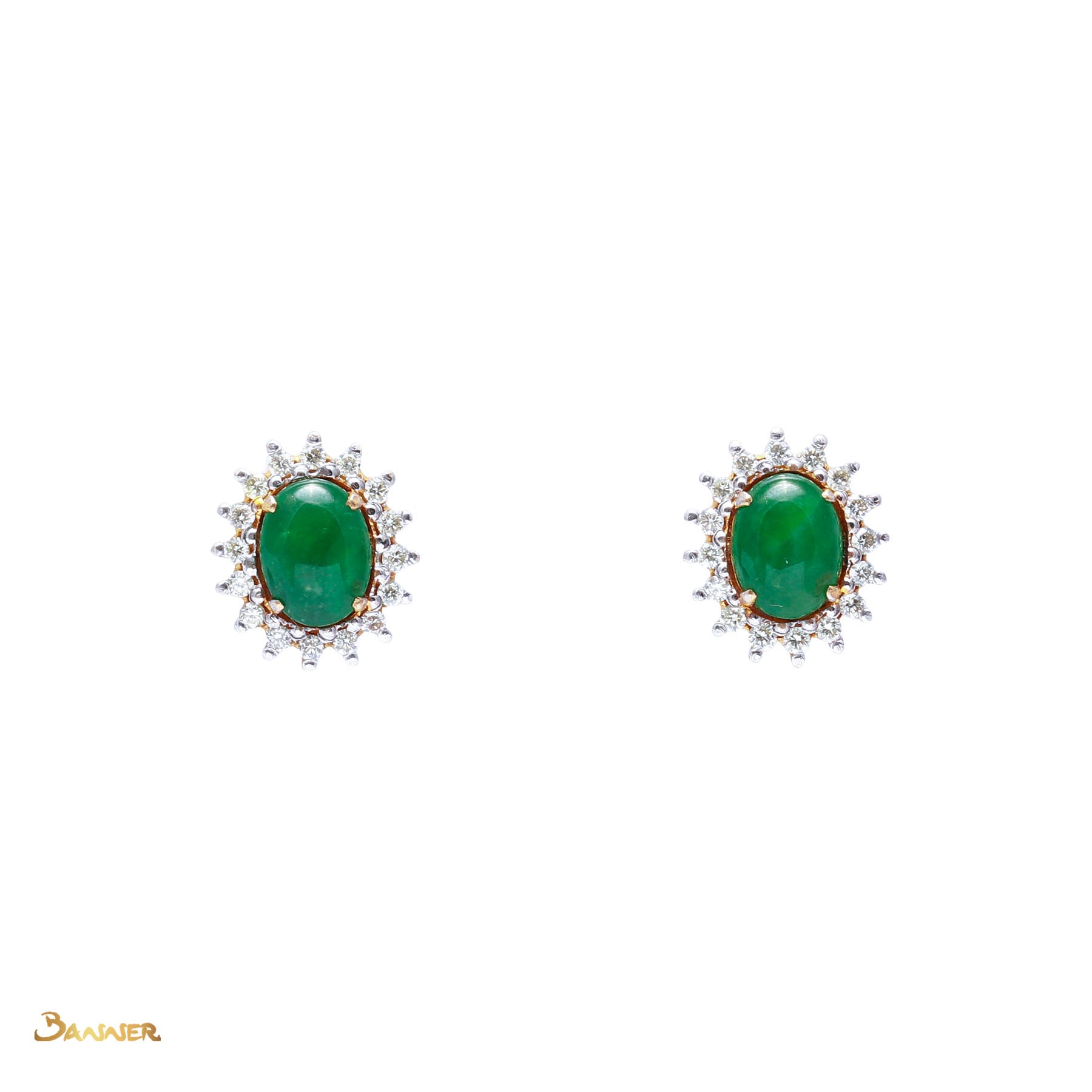 Jade and Diamond Sunflower Earrings