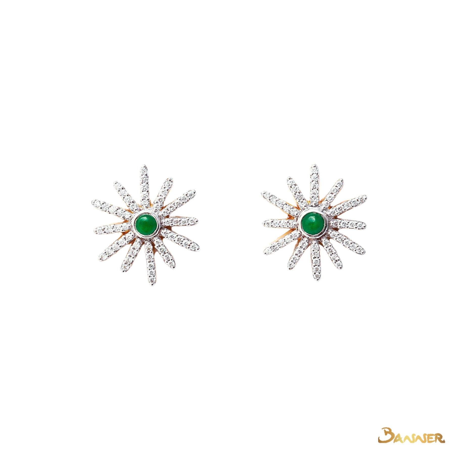 Jade and Diamond Star Earrings