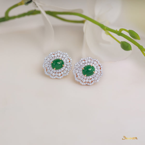 Green Jade and Diamond Floral Set